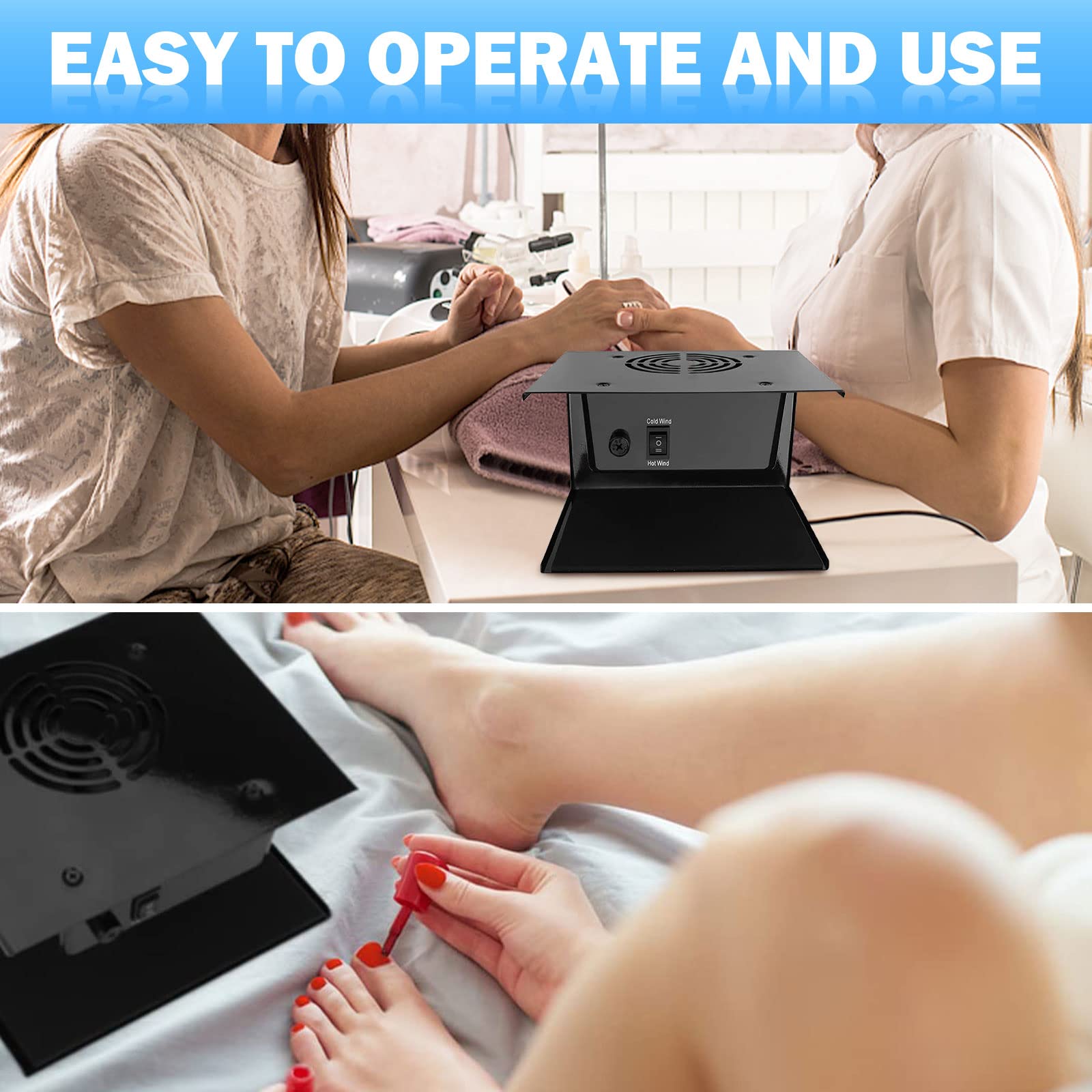 Professional 110V 300W Nail Dryer Fan with Hot & Cool Air - Fast Drying for Hands & Feet - Perfect for Manicure Salons & Home Use - Ideal for Gel Polish, Acrylic Nails & Regular Polish Drying