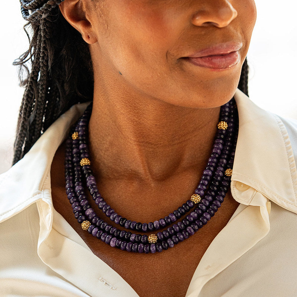 Capucine De Wulf Berry & Bead Triple Strand Necklace - Elegant Layered Beaded Jewelry for Women | Perfect for Parties, Weddings & Everyday Wear