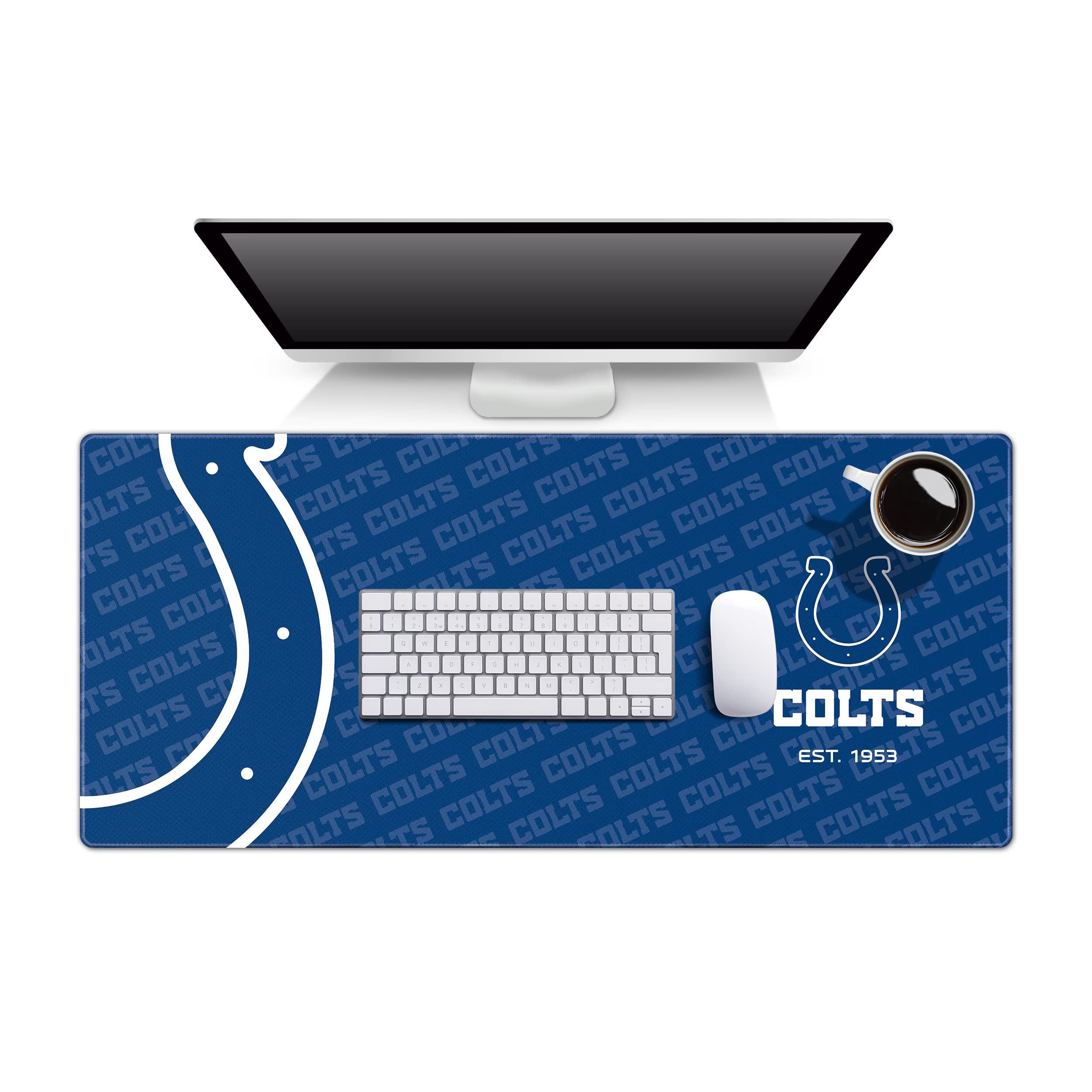 YouTheFan NFL Indianapolis Colts Logo Series Desk Pad - Non-Slip Mouse Pad & Office Desk Mat for Gaming, Work, and Home Office Setup