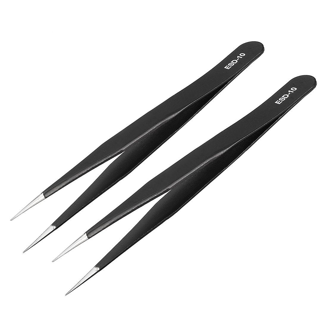 uxcell ESD-10 Anti-Static Stainless Steel Non-Magnetic Tweezers - Straight Pointed Tip for Electronics Repair, Jewelry Making & Crafting - 4.8 Inch Precision Tweezers Set of 3 (Ideal for PCB Work, Watch Repair & DIY Projects)