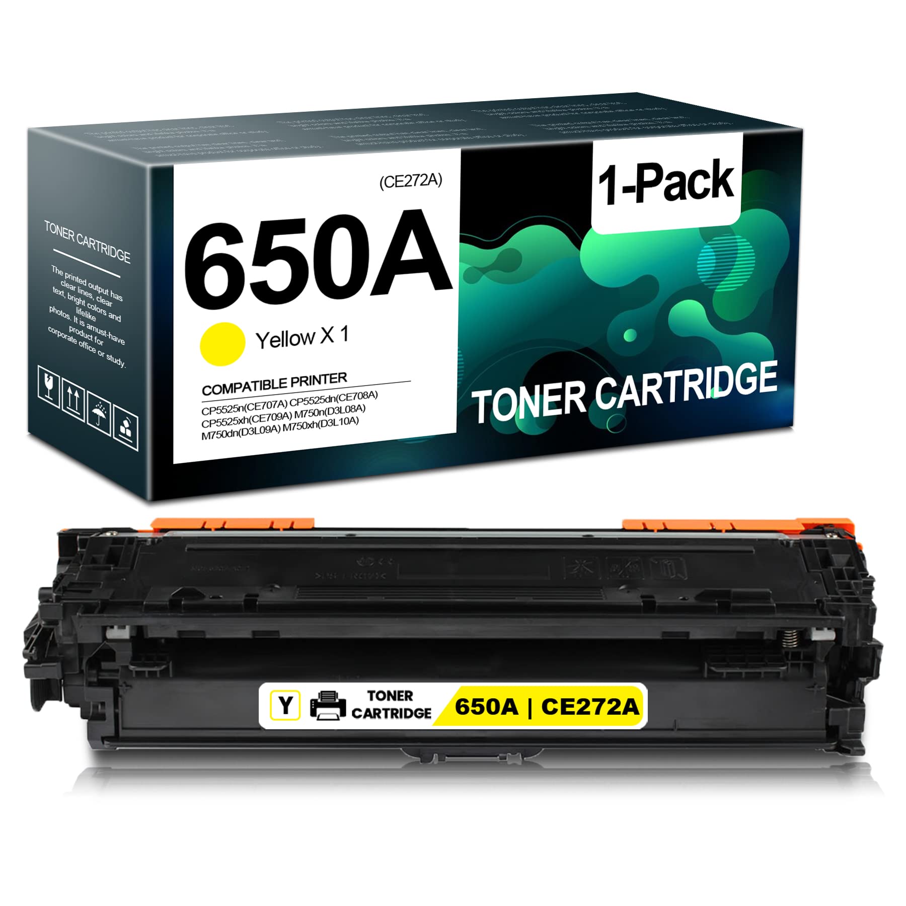 High-Yield 650A | CE272A Compatible Toner Cartridge Replacement for HP CP5525n (CE707A), CP5525dn (CE708A), CP5525xh (CE709A), M750n (D3L08A), M750dn (D3L09A), M750xh (D3L10A) Printers - Yellow | Reliable & Affordable Office Printing Solution by MIGUICOLOR