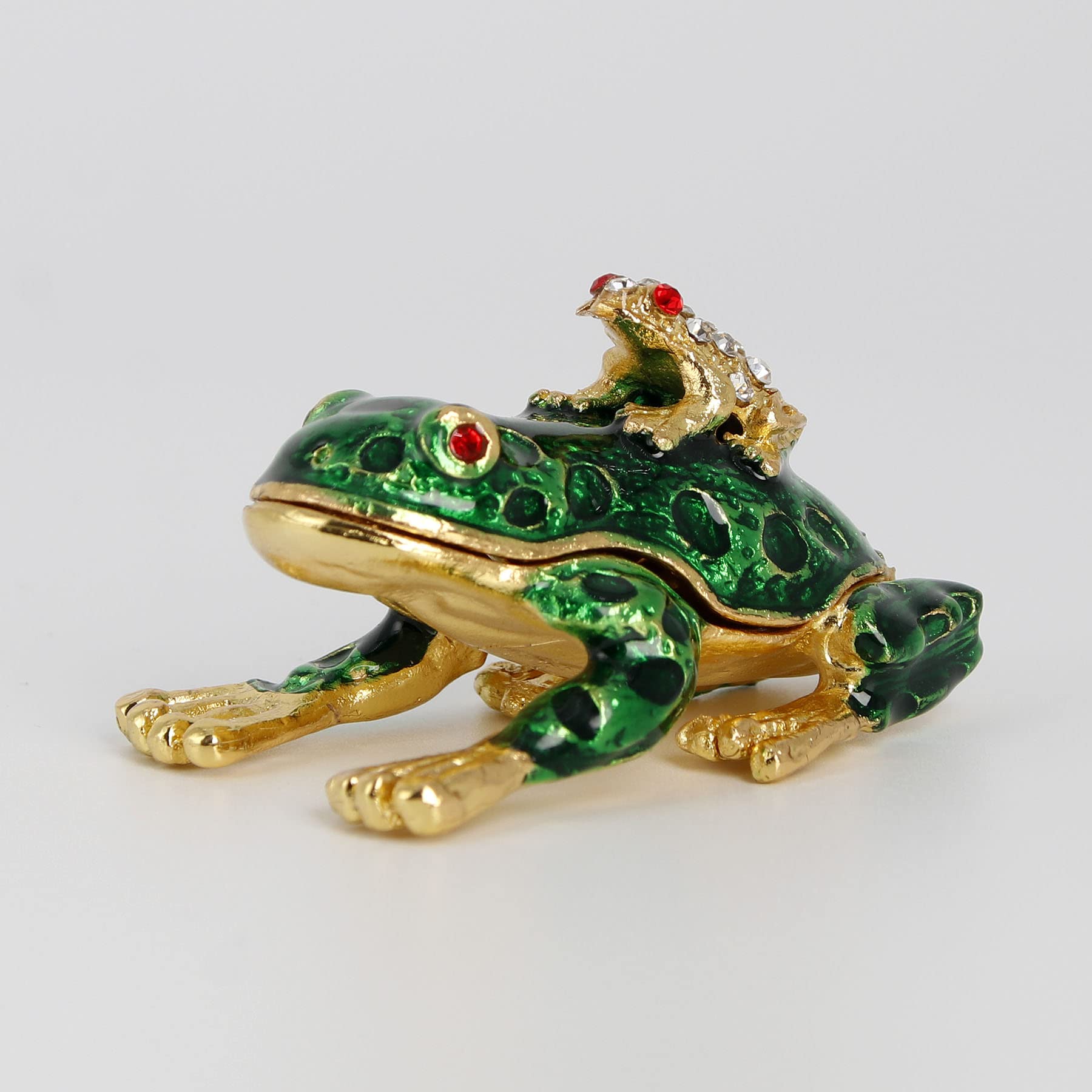 SEVENBEES Hand-Painted Enameled Crystal Frog Jewelry Box - Hinged Trinket Box, Ring Holder & Home Decor Collectible - Unique Gift for Women, Birthday, Anniversary | Perfect for Dresser, Vanity & Gift Giving