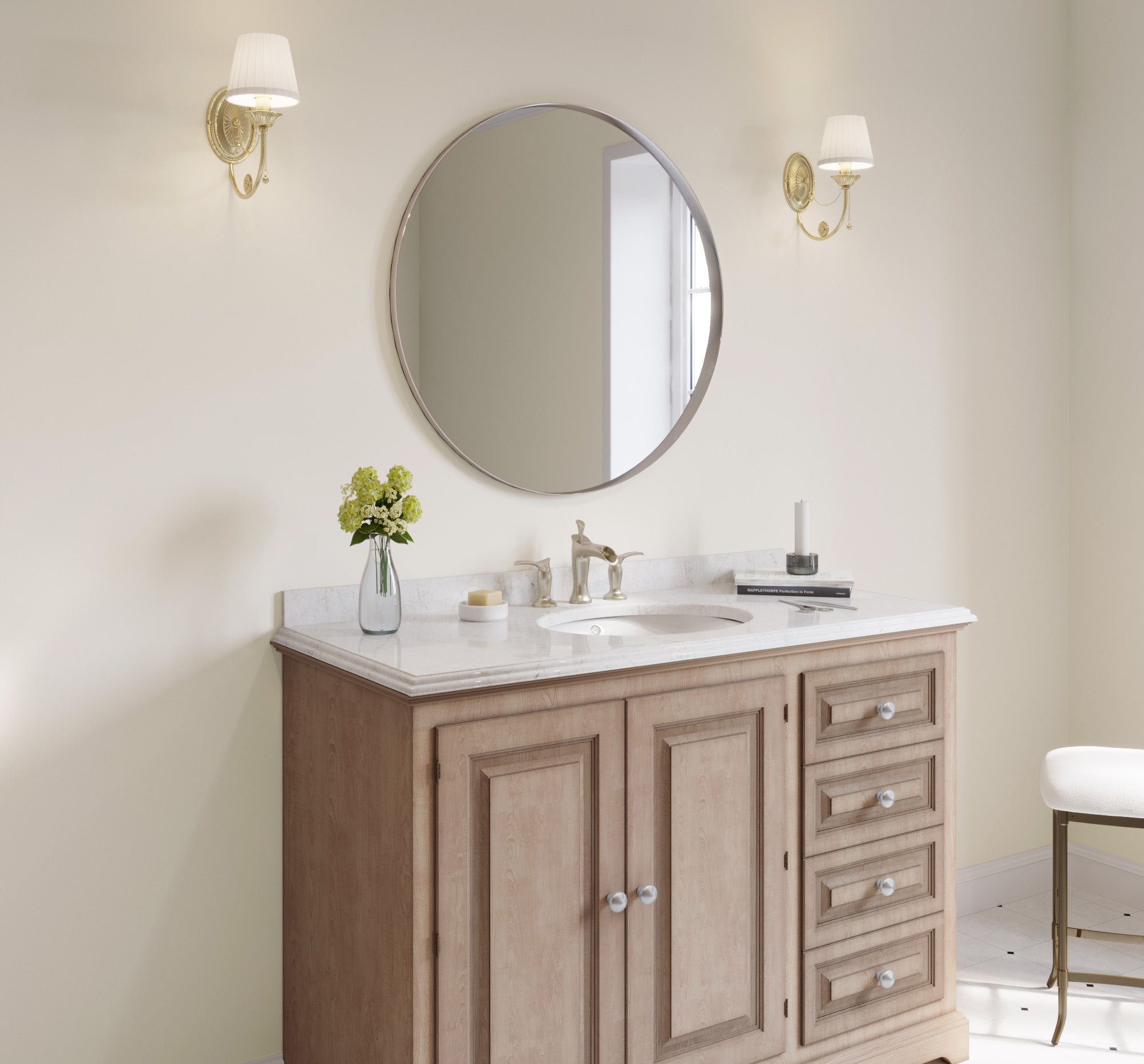 Eleganzia Series Widespread Brushed Nickel Bathroom Faucet - Modern Waterfall Spout Design for Vanity Sinks, Powder Rooms & Guest Baths