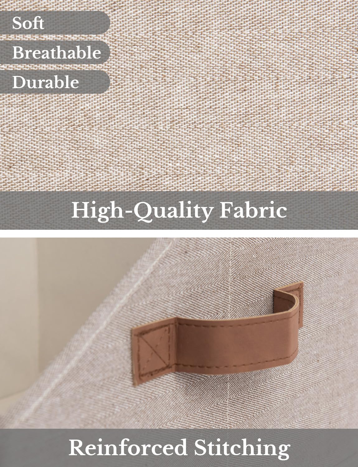 StorageWorks Closet Storage Bins - 3-Pack Foldable Fabric Organizer Boxes with Handles for Shelves, Trapezoid Clothes Baskets in Brown & Beige | Perfect for Bedroom, Closet & Kids Room Organization