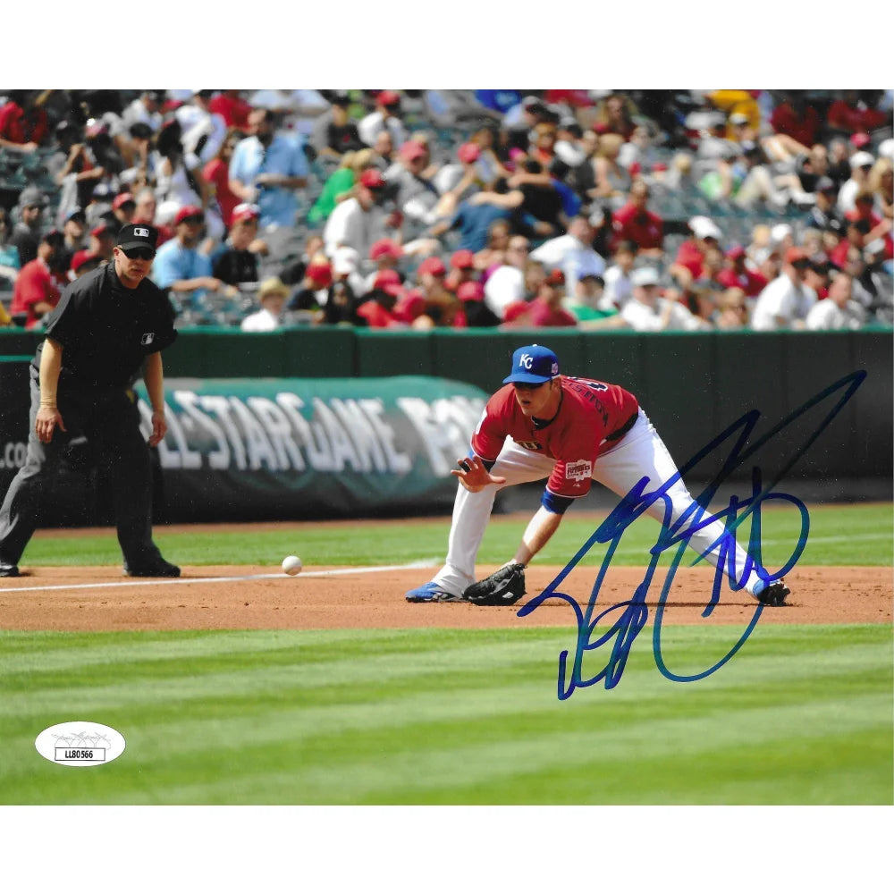 Mike Moustakas Autographed 8x10 Photo with JSA COA - MLB Cincinnati Reds & Kansas City Royals Signed Memorabilia - Perfect for Sports Collectors, Man Cave Decor, and Baseball Fan Gifts