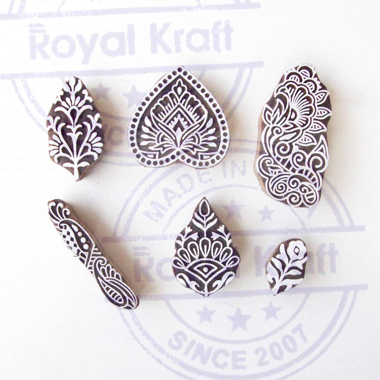 6-Piece Wooden Stamps Set with Assorted Floral Designs - DIY Scrapbooking, Card Making & Gift Wrapping Crafts