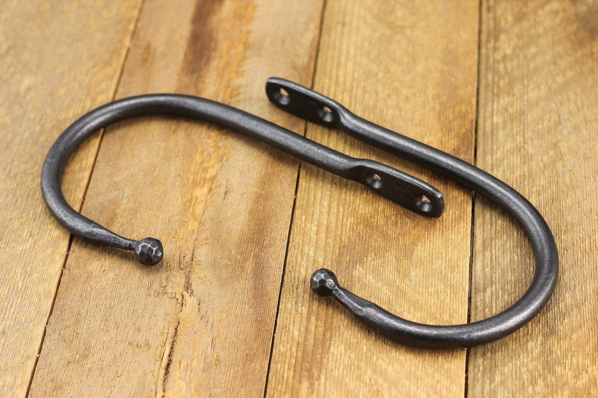 Hand-Forged Black Dog Ironworks Ball End Curtain Tie Back Hooks - Premium Home Decor for Living Room, Bedroom & Window Treatments