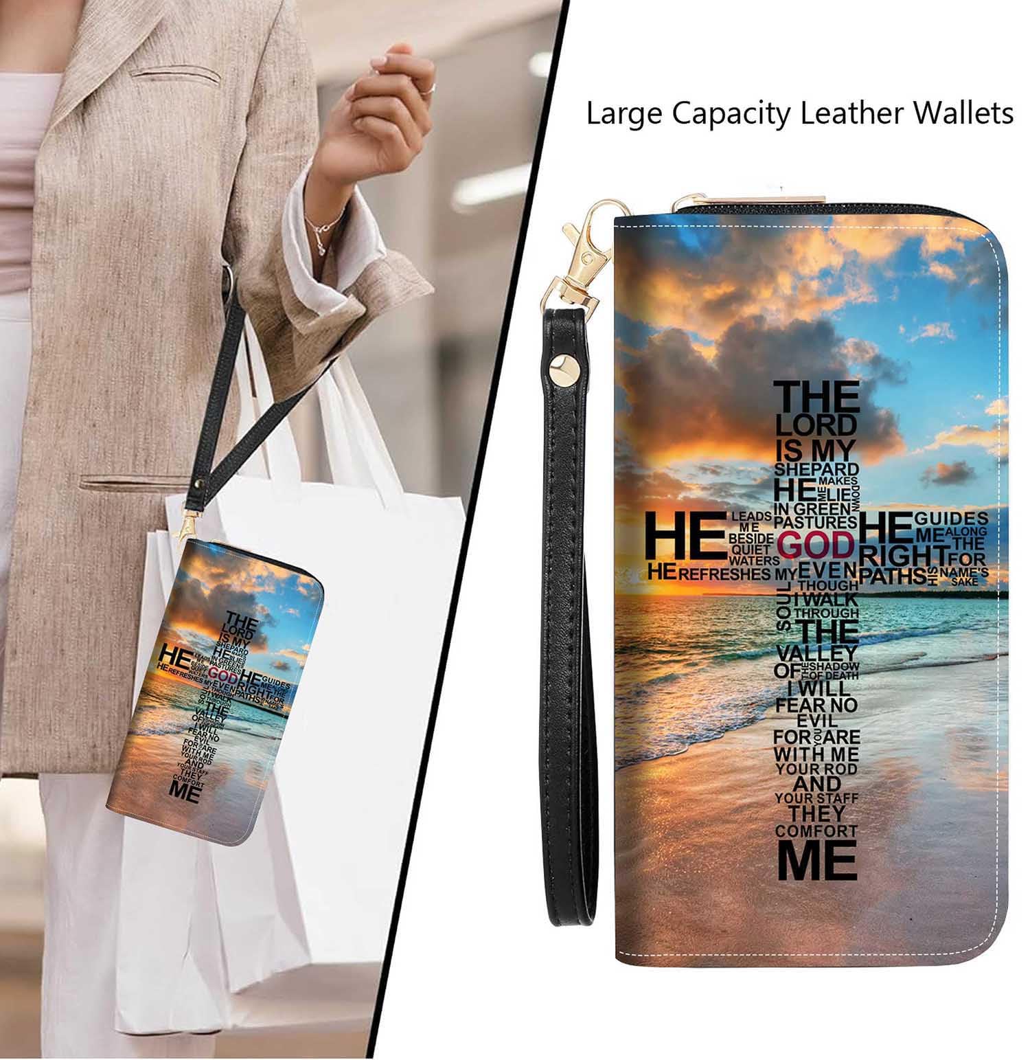 Christian Cross Women's PU Leather Wallet - Large Capacity for Phone, Cards & Cash - Church & Daily Use