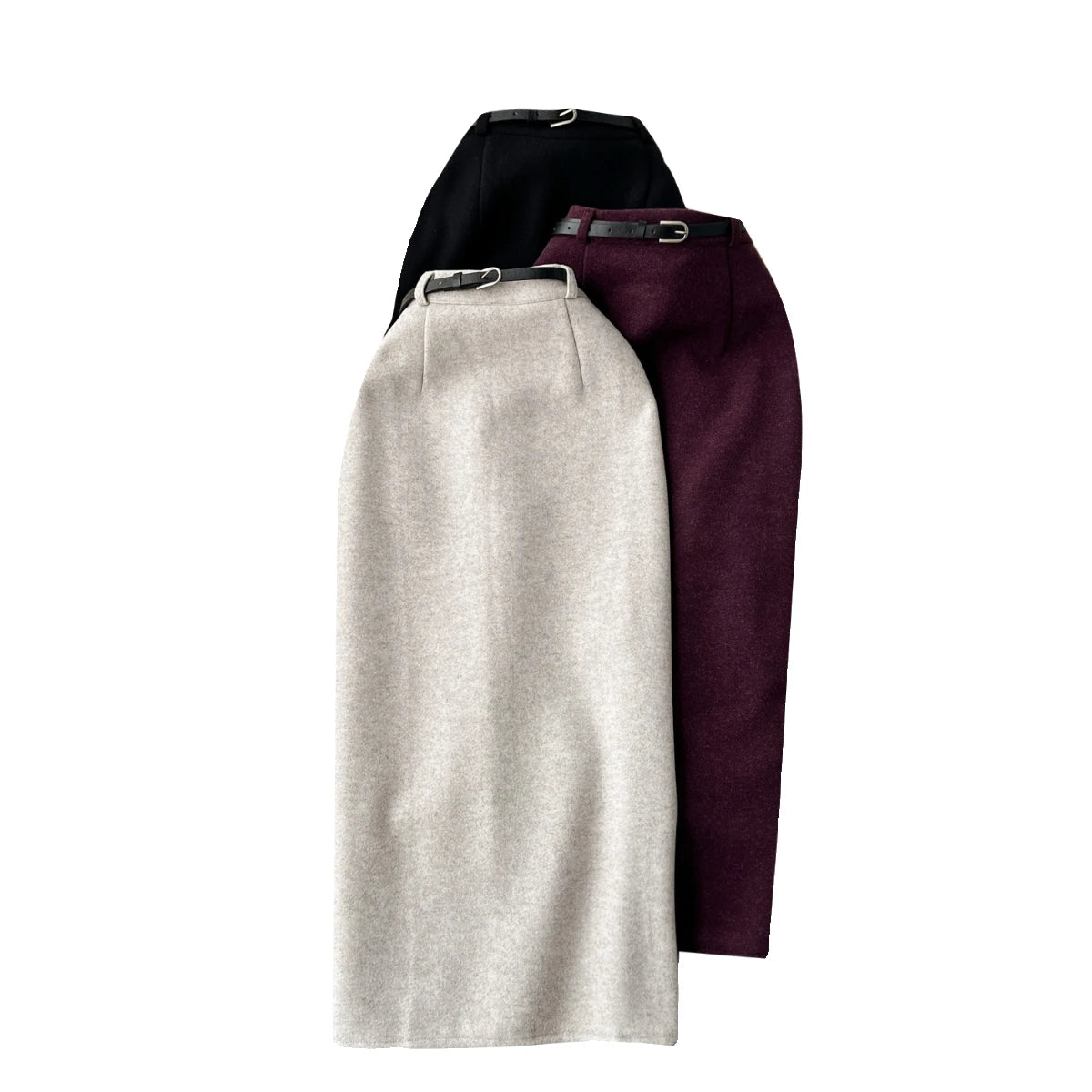 Beige & Black Wool Pencil Skirts for Women - Elegant High Waist Office Skirt, Thick Warm Winter & Spring Wrap Skirt (2023 New) | Perfect for Business Casual, Workwear & Formal Occasions