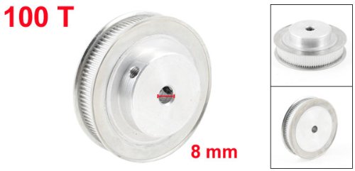 uxcell Silver Tone Aluminum Alloy 100 Teeth 8mm Pilot Bore Screwed Timing Pulley - High Precision Gear for CNC Machines, 3D Printers & Industrial Automation