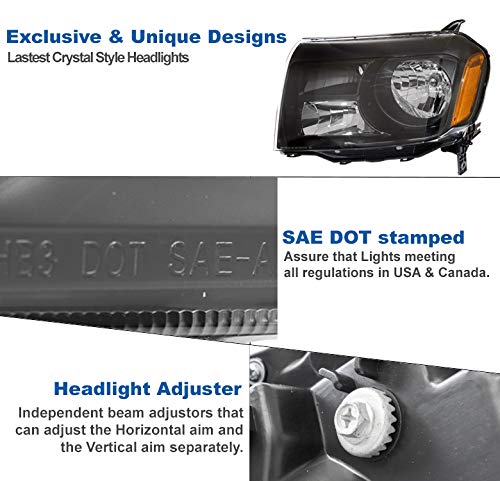 2012-2015 Honda Pilot Replacement Headlights - Black Housing with 6