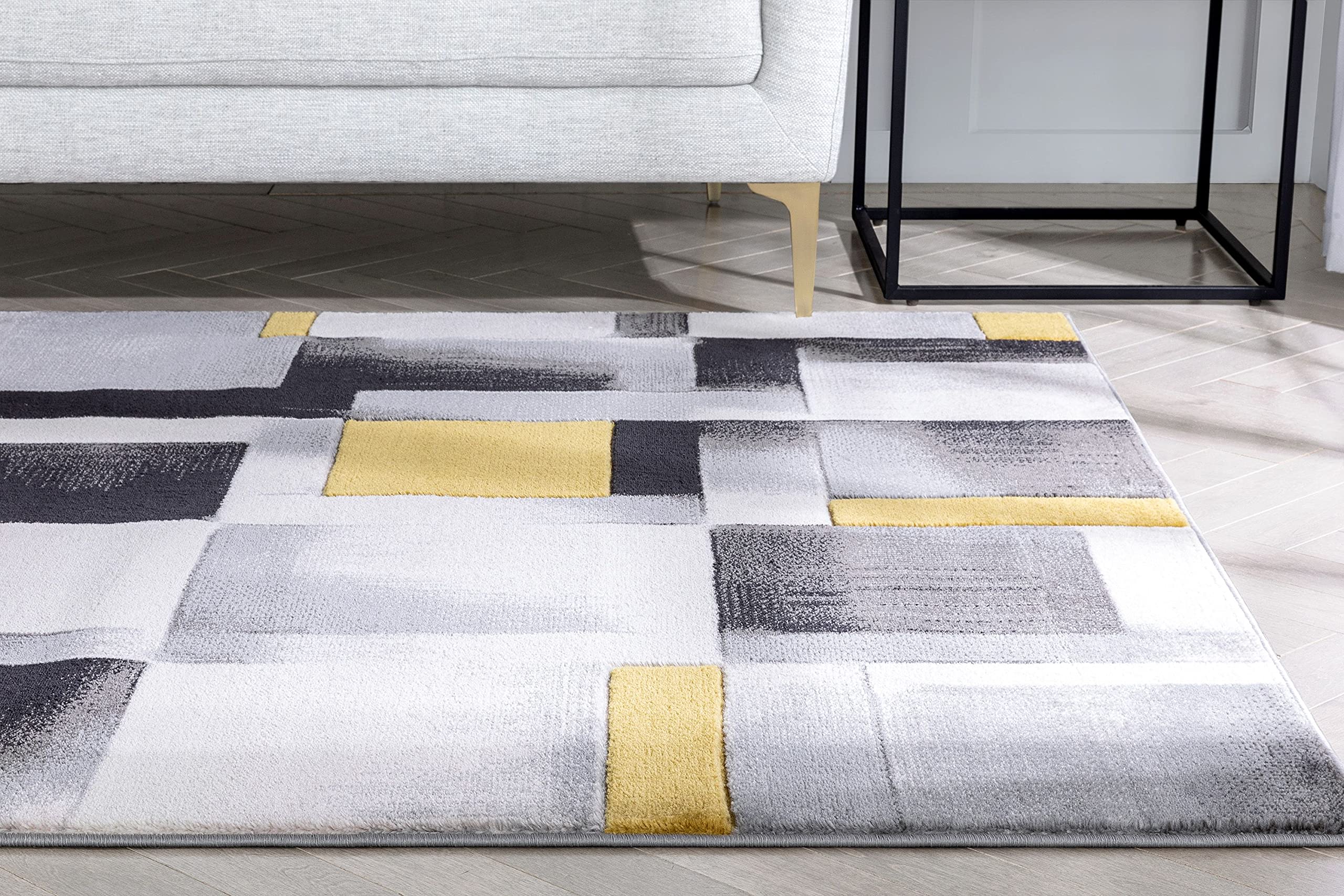 Well Woven Good Vibes Louisa Gold Modern Geometric Boxes 5'3