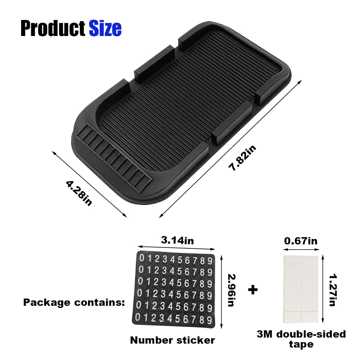 Anti-Slip Car Dashboard Mat with Phone Holder - for Navigation & Sunglasses