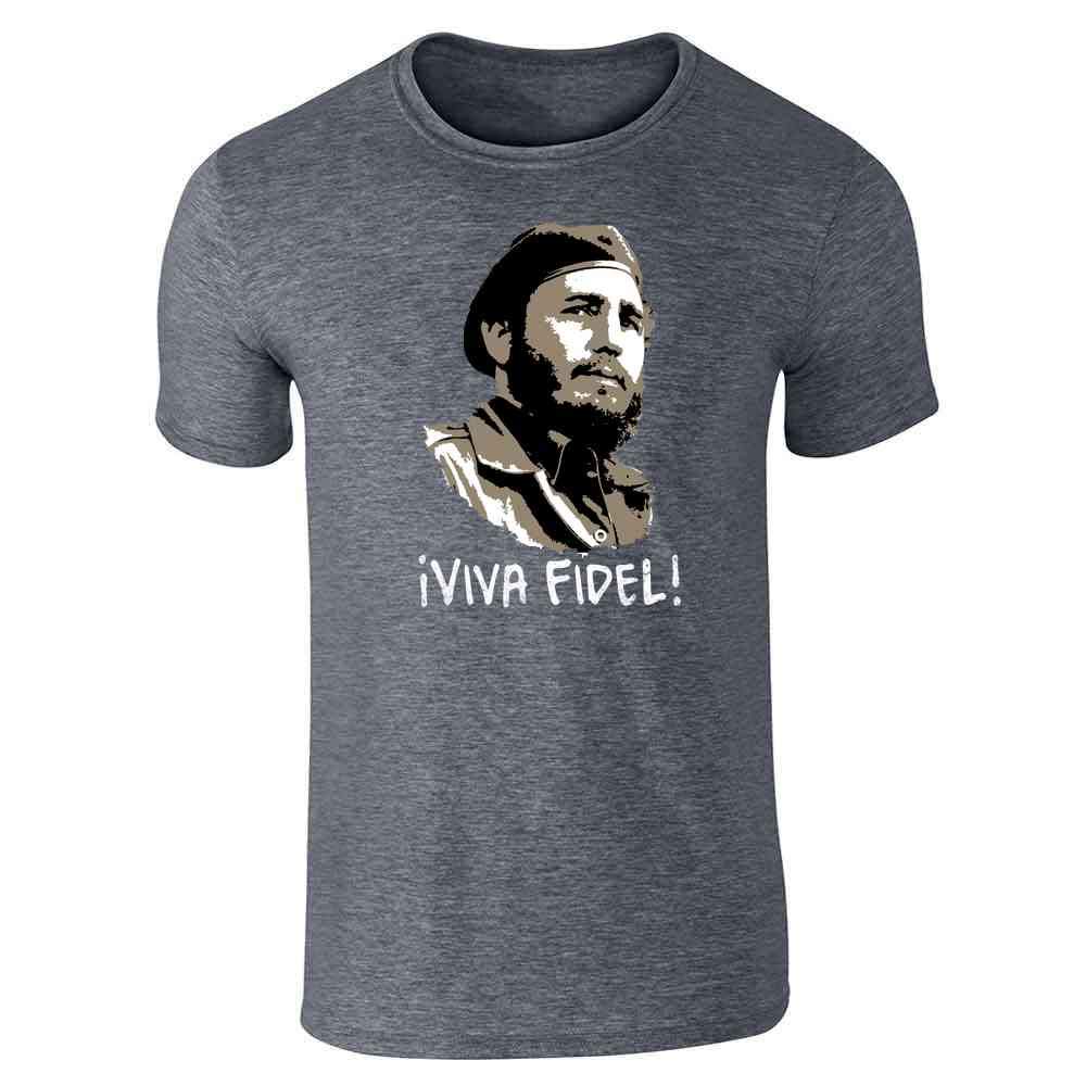 Pop Threads Viva Fidel! Fidel Castro Cuba Graphic T-Shirt for Men - Casual Streetwear, Cuban Revolution Inspired Outfit