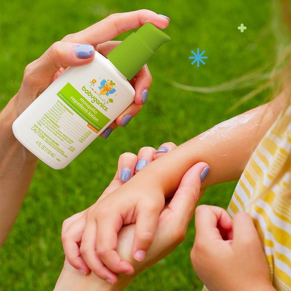 Babyganics Natural Mosquito Repellent Lotion with Plant-Based Essential Oils | Non-Greasy Formula | 4oz Bottle | Safe for Kids & Outdoor Activities