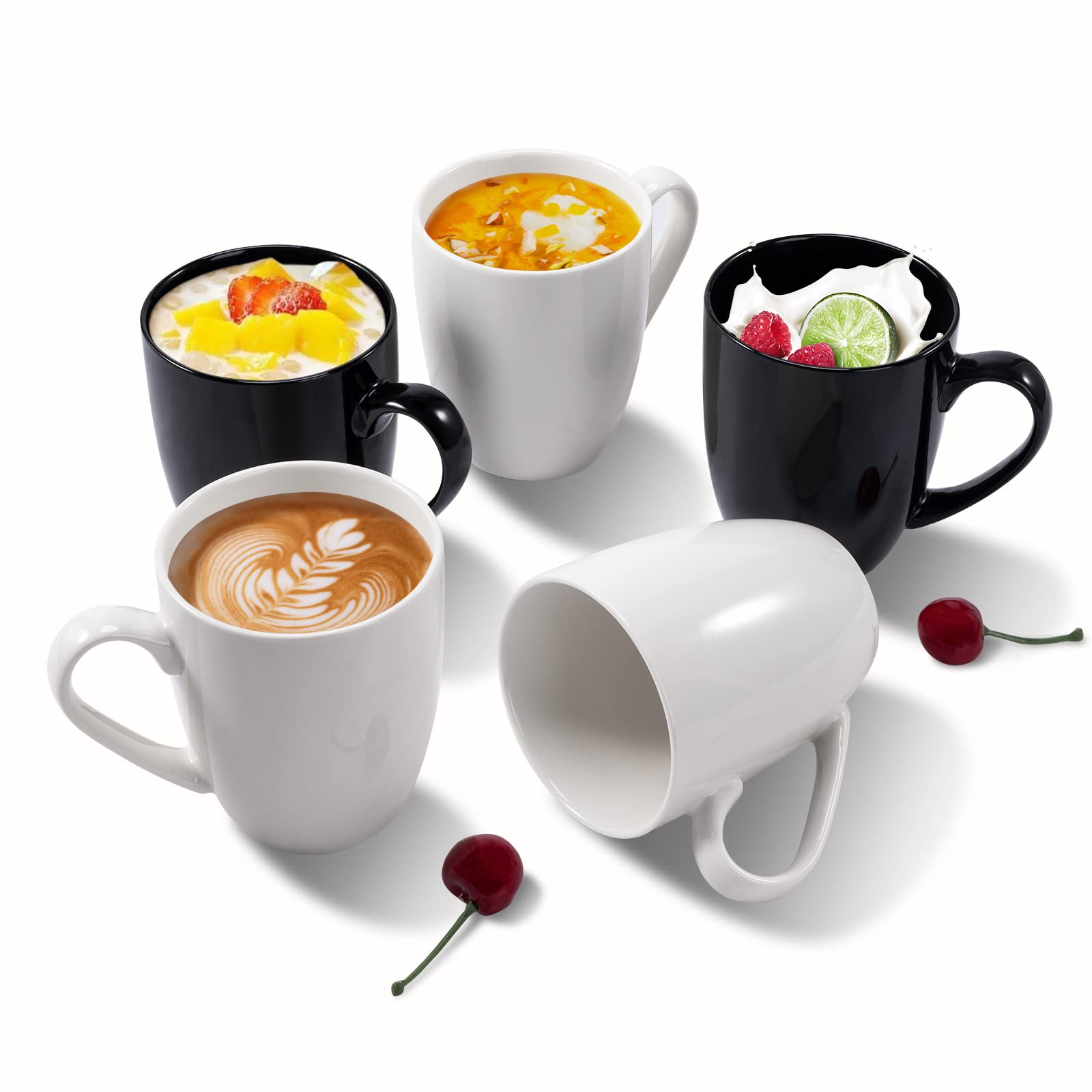 Urbanstrive 16 oz Large Coffee Mugs Set of 6 - Ceramic Coffee Cups for Tea & Hot Drinks - Perfect Gift for Women, Men, Housewarming & Office - White & Black Options - Ideal for Home, Office & Daily Use
