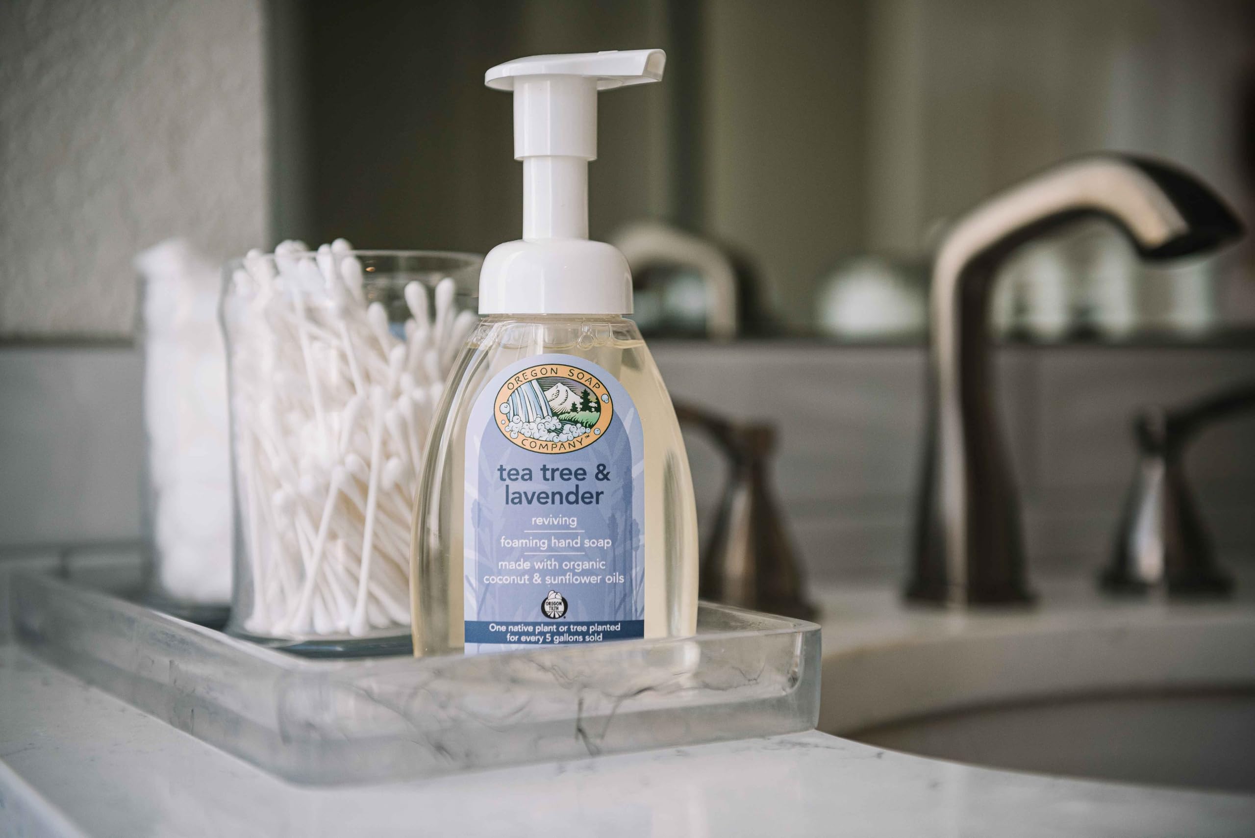 Organic Castile Foaming Hand Soap Refill - USDA Certified, Tea Tree & Lavender Scent (32 Fl Oz) - Gentle Cleansing for Kitchen, Bathroom & Office Use
