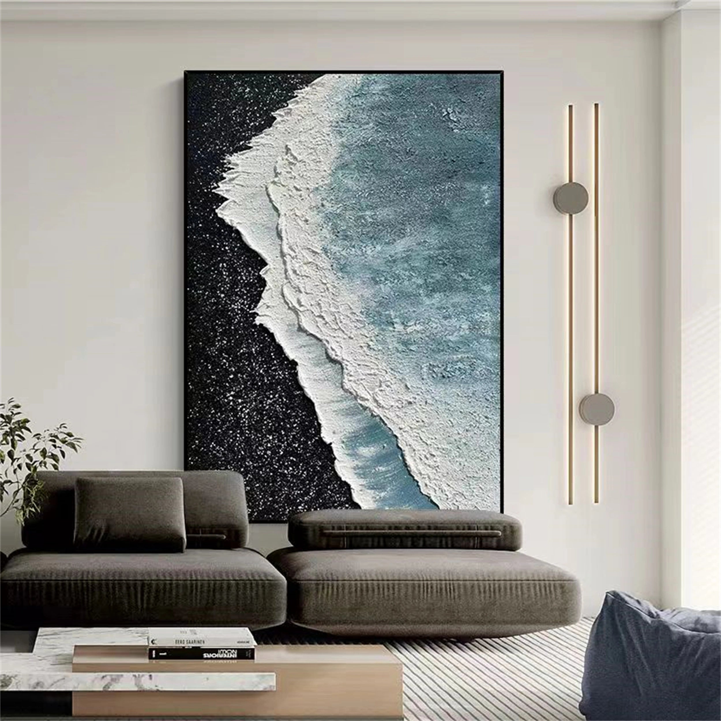 Ocean and Sky Painting #OS 047 - Handmade Canvas Wall Art for Home Decor, Office & Living Room - Stunning Seascape Artwork for Coastal & Nautical Themed Interiors