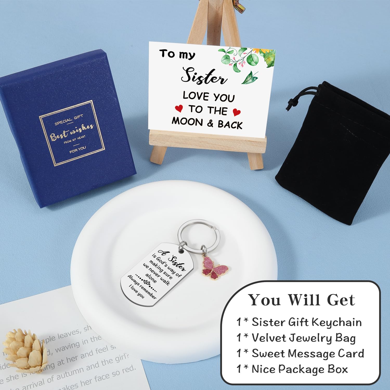 Personalized Sister Keychain Gift - Birthday, Christmas & Valentine's Day Present from Brother | Thoughtful Keepsake for Sisters, Best Friends & Loved Ones | Perfect for Everyday Carry, Special Occasions & Heartfelt Surprises