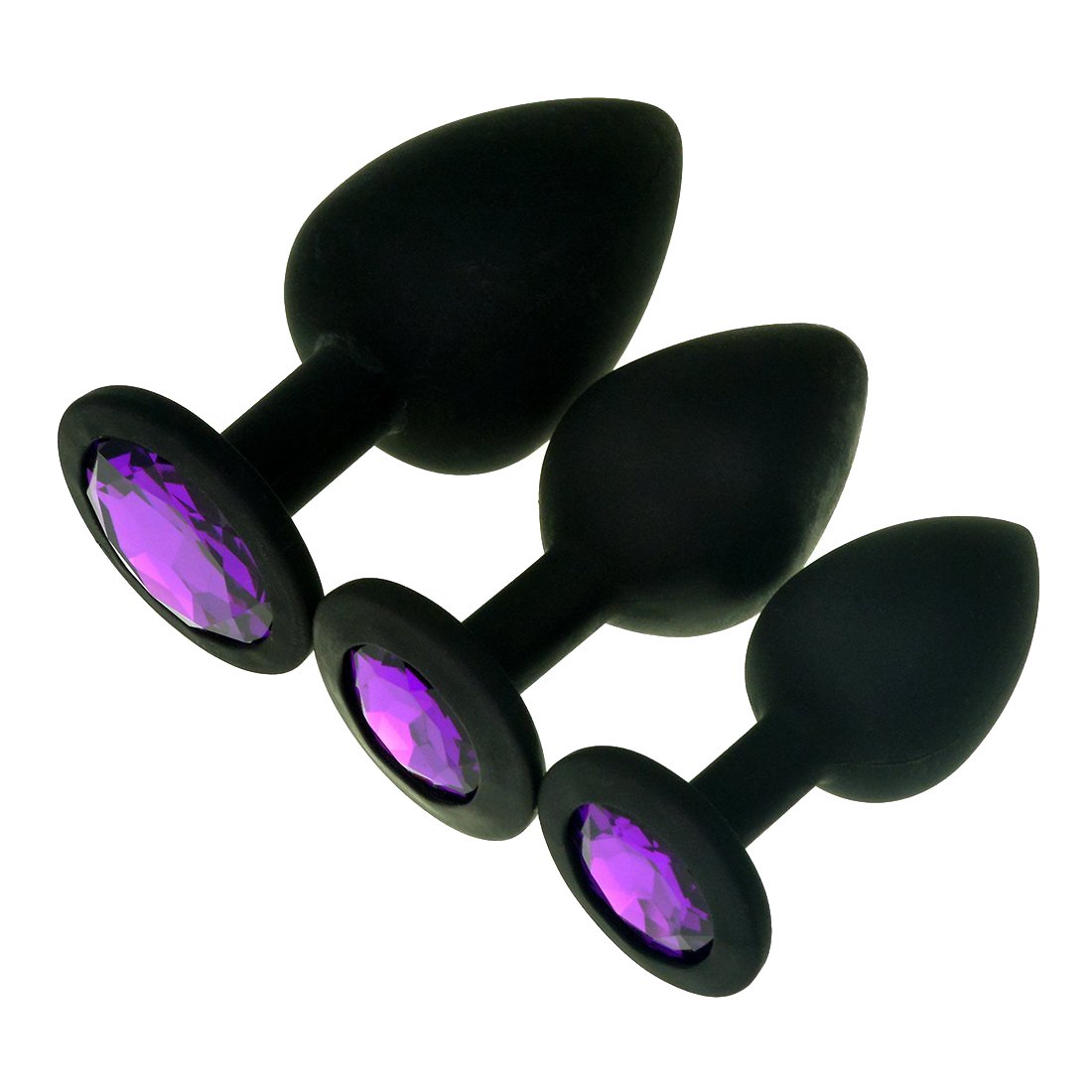 3 Silicone Jeweled Butt Plugs - Anal Trainer for Couples & Solo Play