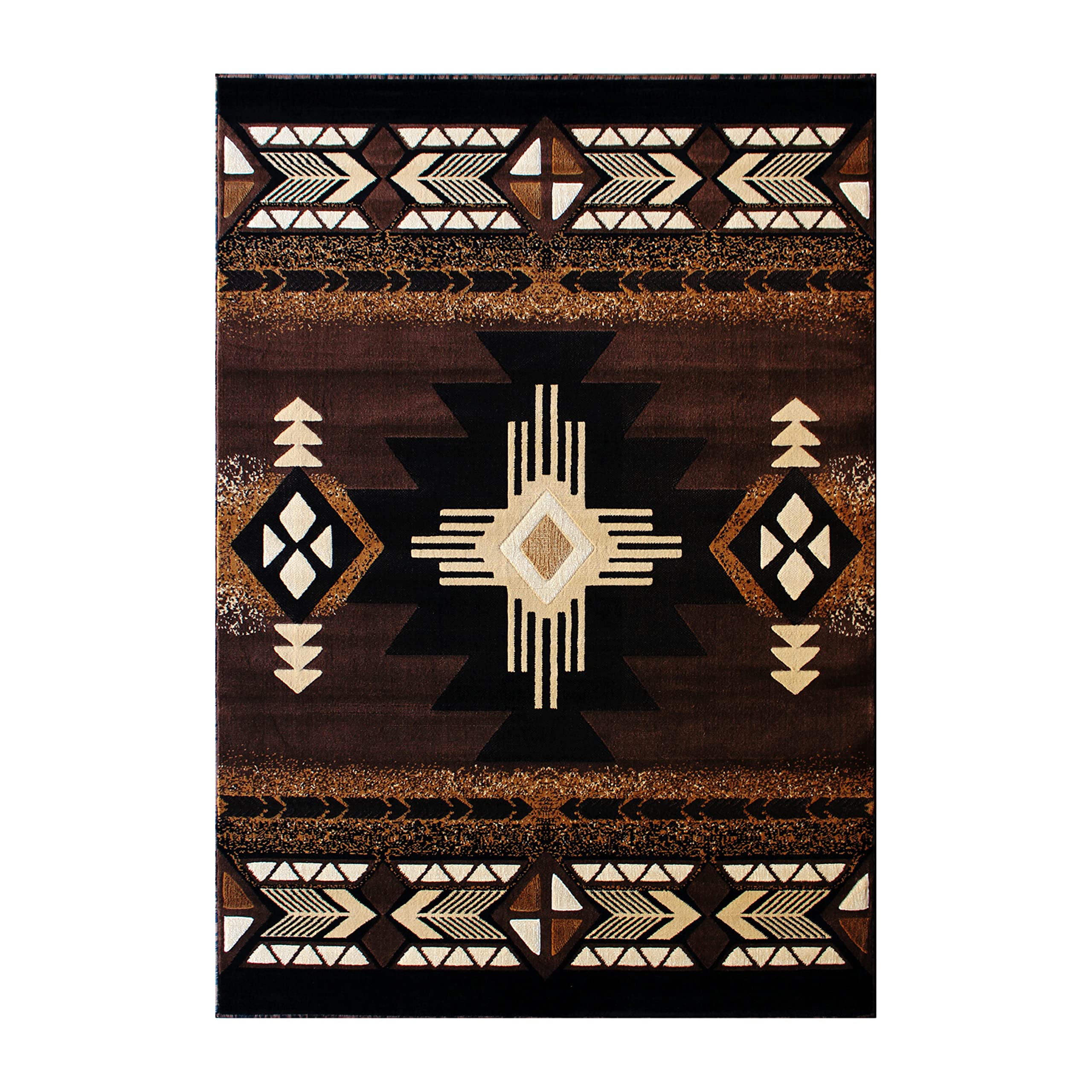 Flash Furniture Mohave Traditional Southwestern Style Area Rug 5' x 7' - Rustic Chocolate Brown Olefin Rug with Jute Backing - Perfect for Living Room, Bedroom, or Southwestern Home Decor