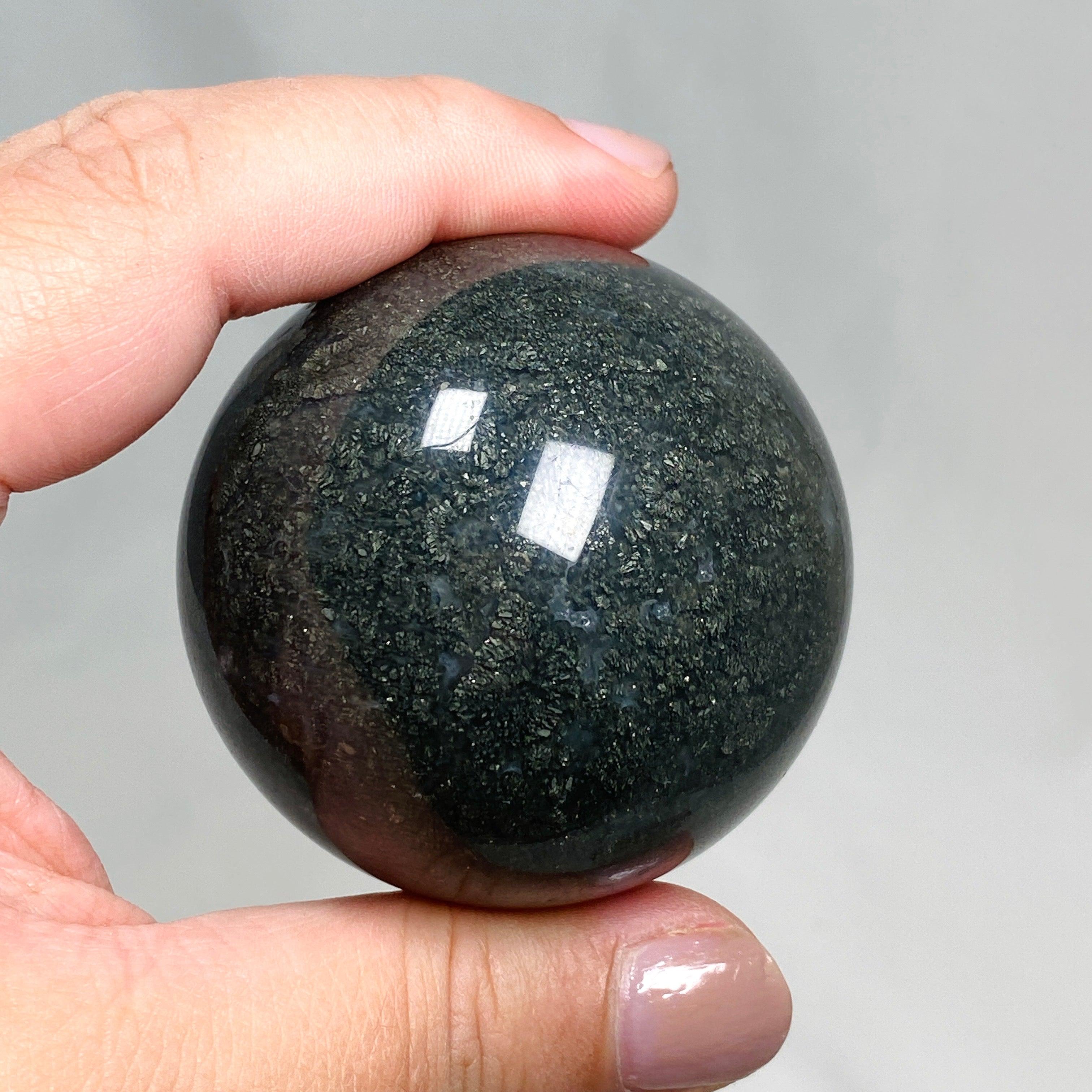 Natural Marcasite in Quartz & Agate Sphere - Healing Crystal Ball for Meditation, Reiki & Home Decor - MQAS 08