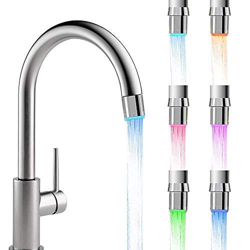 7 Color Changing LED Faucet Lights - Glow Shower Stream Water Tap for Kitchen & Bathroom Sink (3 Pack) - Perfect for Nighttime Bathing, Romantic Ambiance & Kids' Fun Water Play