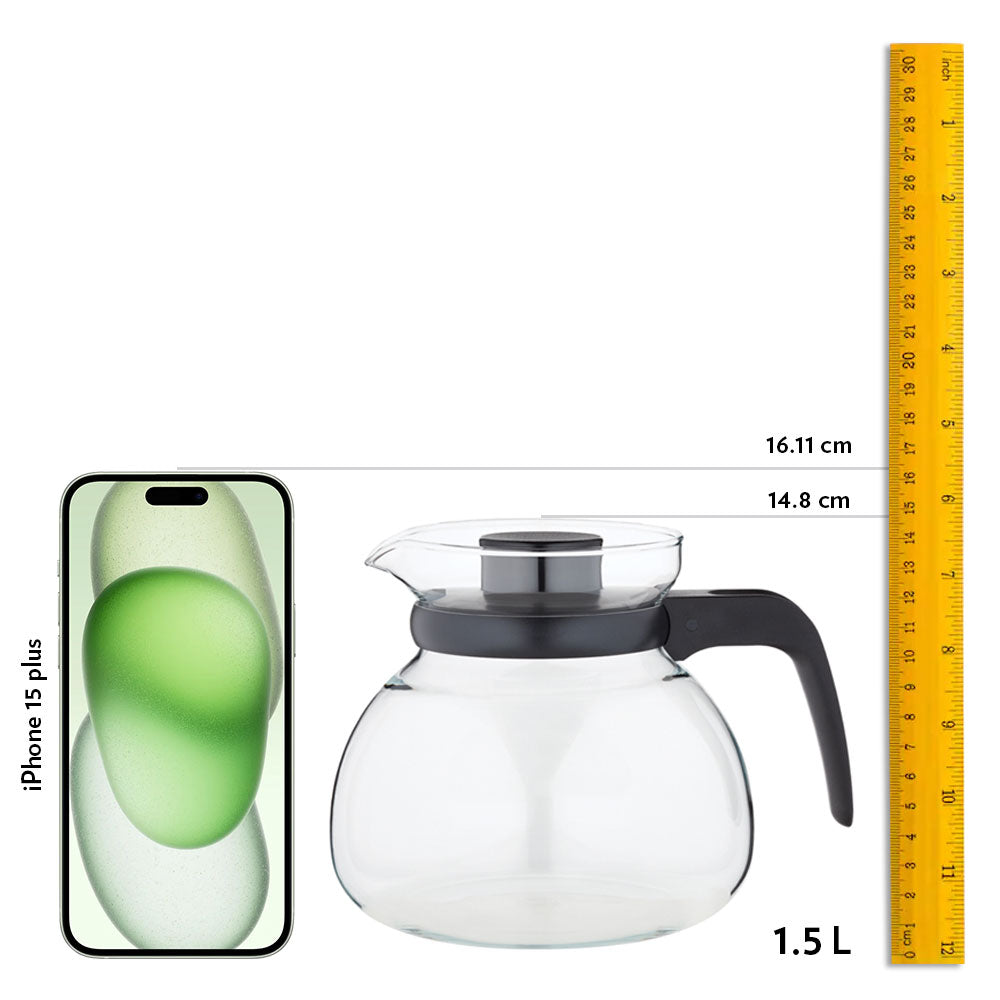 Premium Borosilicate Glass Carafe with Built-in Strainer - Ideal for Iced Tea, Cold Brew Coffee & Infused Water Pitcher