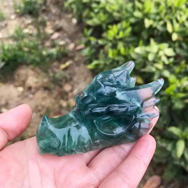 7.5CM Natural Fluorite Dragon Skull Crystal Carving - Healing Stone, Fashion Jewelry & Home Decor - Unique Birthday & Holiday Gift (1pc) for Meditation, Energy Work & Gothic Decor