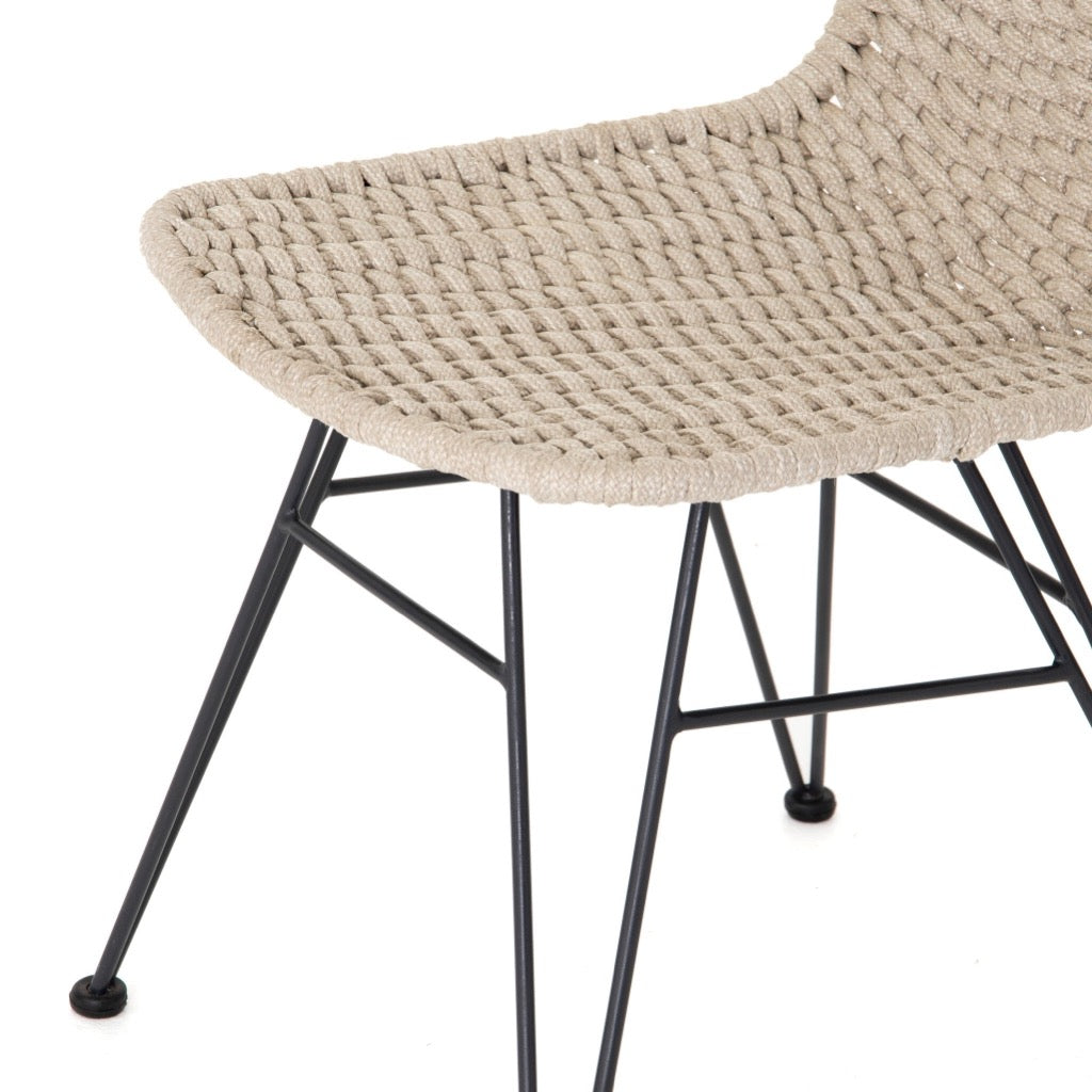 Dema Outdoor Dining Chair - Natural Rope Wicker Patio Furniture for Garden, Poolside & Backyard - Weather-Resistant & Comfortable Seating
