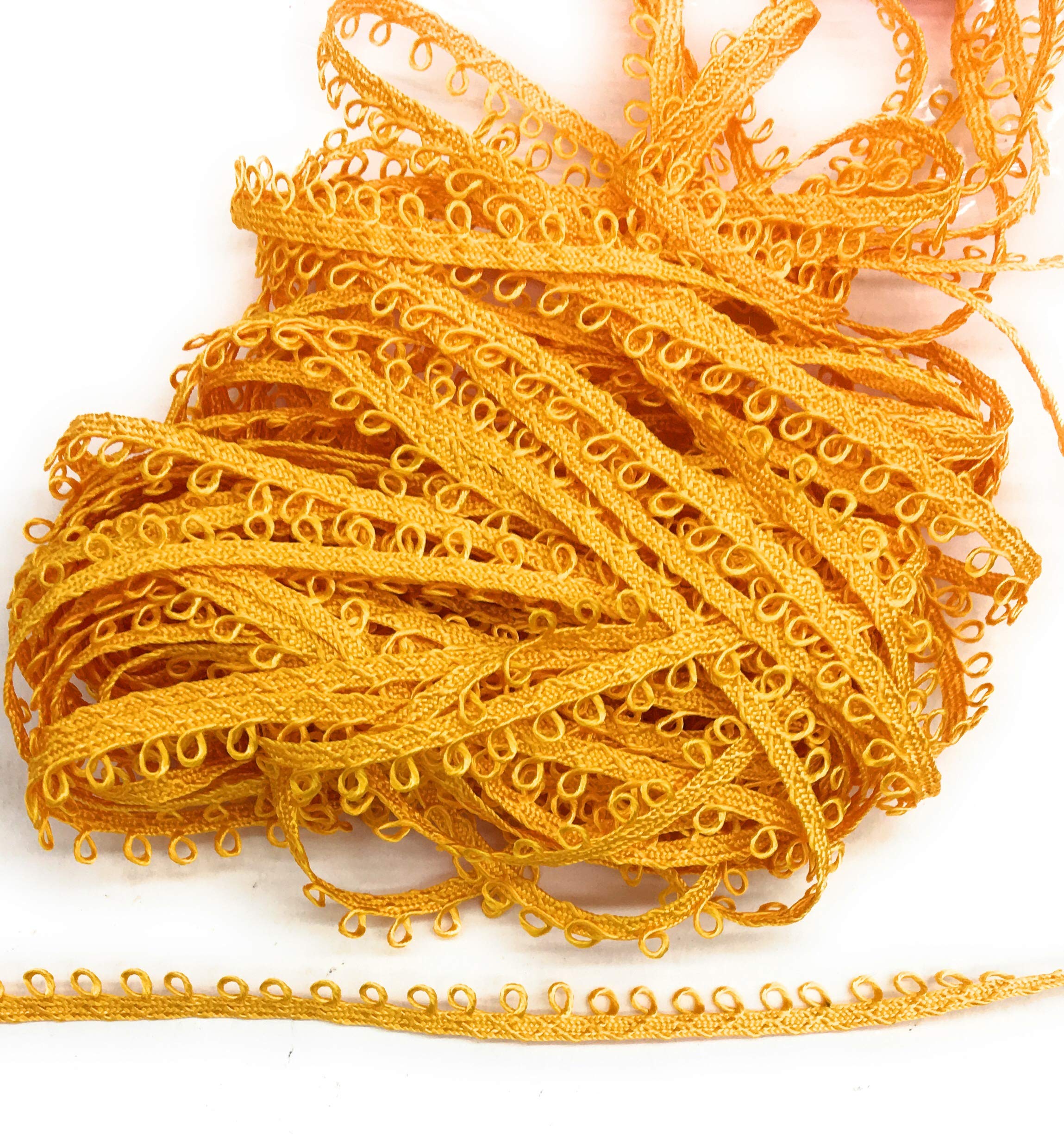 Premium Yellow Goldenrod Cotton Braid Loop Trim - 5 Yards for Clothing, Pillows, Rugs & Drapes - DIY Home Decor & Sewing Projects
