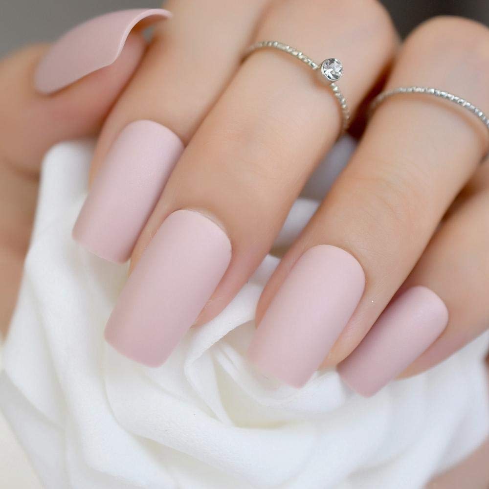 Soft Pink & Purple Matte False Nails - Light Lilac Frosted Square Fake Nails for Women | Long-Lasting Nail Art Tips for Parties, Weddings & Special Occasions