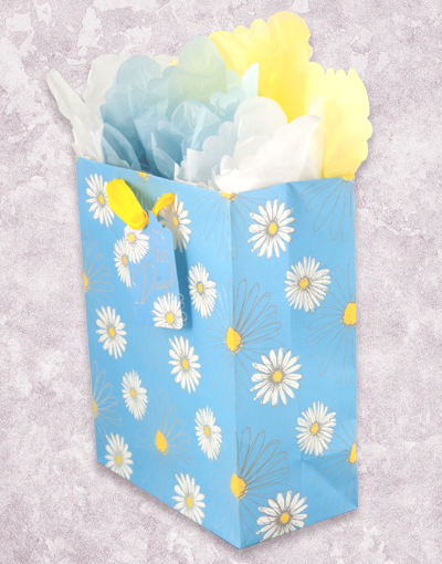Daisy Garden Gift Bags - Elegant Floral Printed Gift Bags for Birthdays, Weddings, Baby Showers & Party Favors - Perfect for Gift Wrapping, Party Decorations & Special Occasions