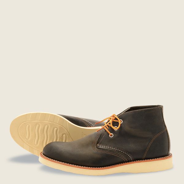 WORK CHUKKA 3150 Men's Leather Boots - Charcoal Rough & Tough - Comfortable & Durable for Work, Hiking & Outdoor Activities