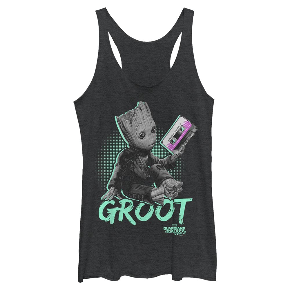 Marvel Girls Universe Neon Baby Groot Tri-Blend Racerback Layering Tank Top - Soft Graphic Tee for Women & Teens - Perfect for Cosplay, Comic Con & Casual Wear