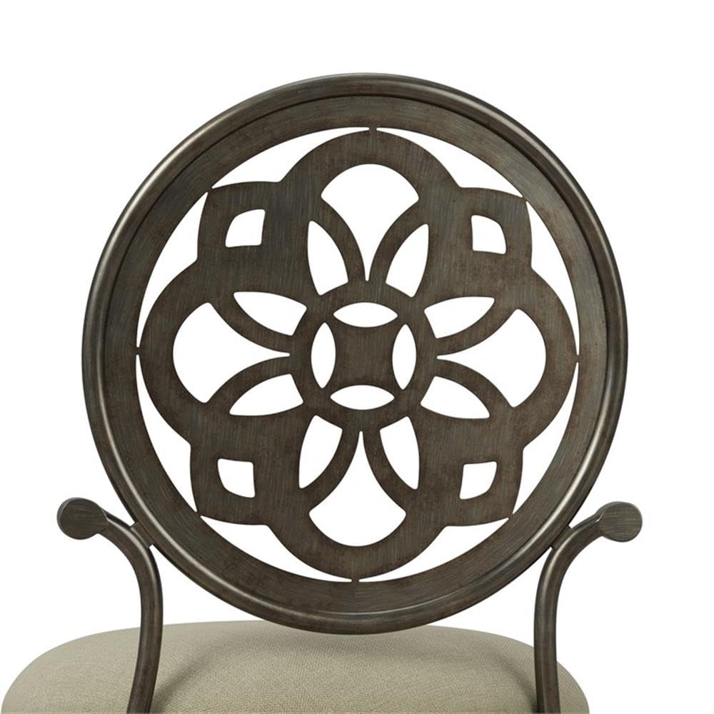 Hillsdale Marsala Metal Vanity Stool with Circular Geometric Back Design - Gray Makeup Stool for Bathroom, Dressing Room & Bedroom Decor | Perfect for Vanity, Makeup Area & Home Decor