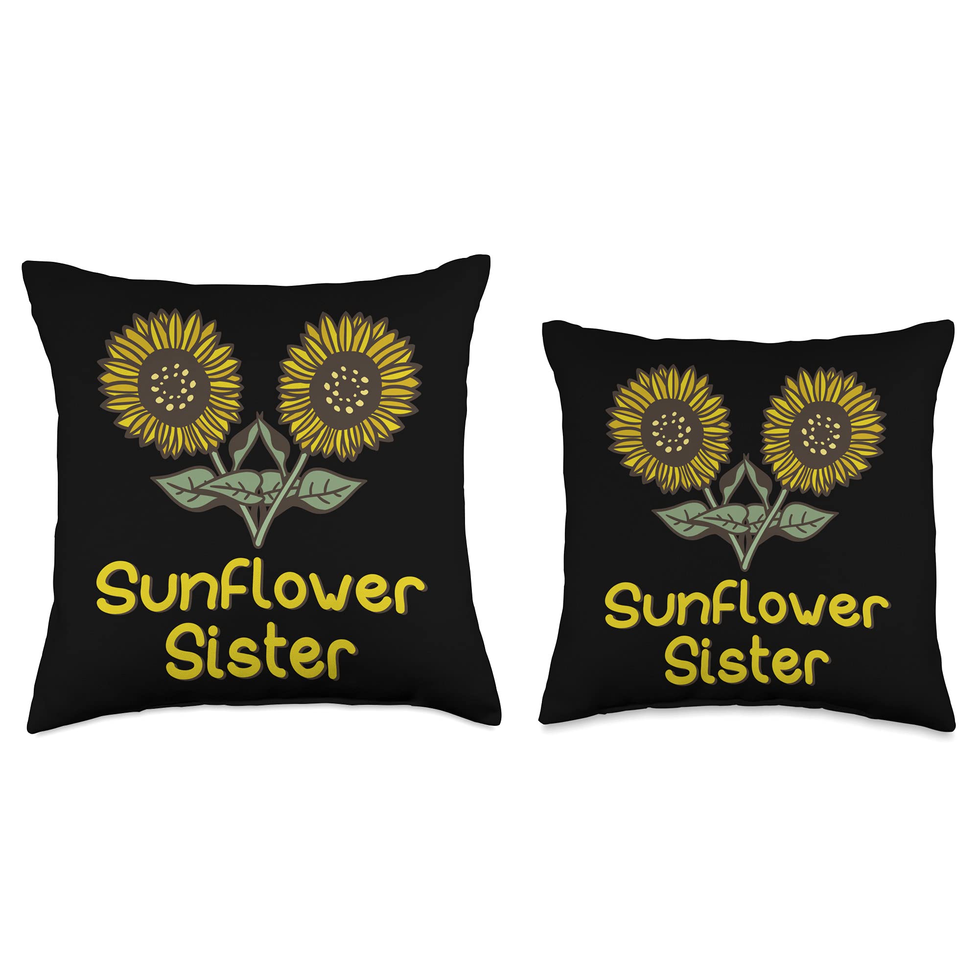Sunflower Sister - Decorative Sunflower Throw Pillow for Couch, Bed & Outdoor Garden - Soft Farmhouse Home Decor Accent