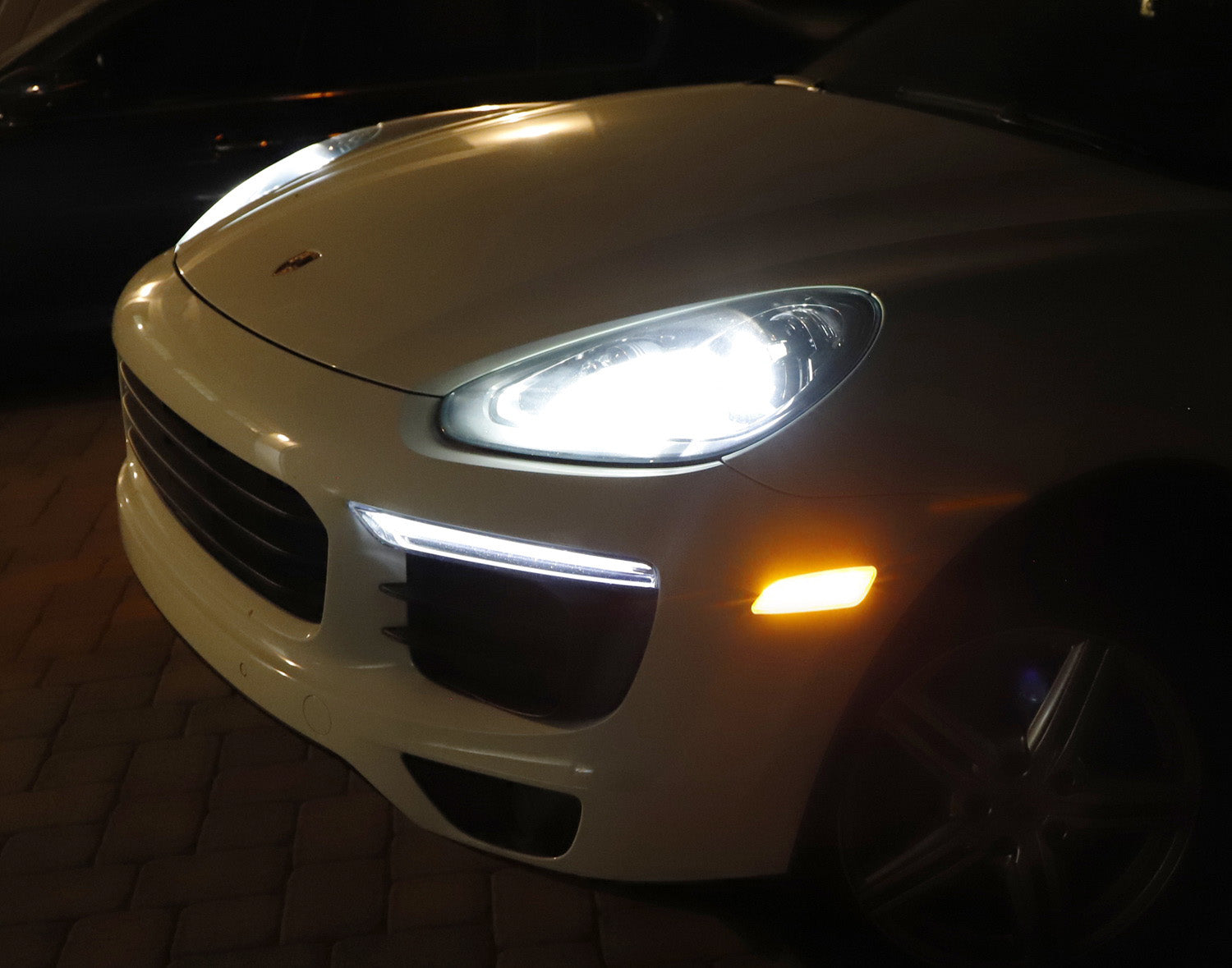 Amber LED Side Marker Lights for 2014-2024 Porsche Macan - Clear Lens Bumper Light Kit - Enhance Visibility & Style for Night Driving & Car Shows