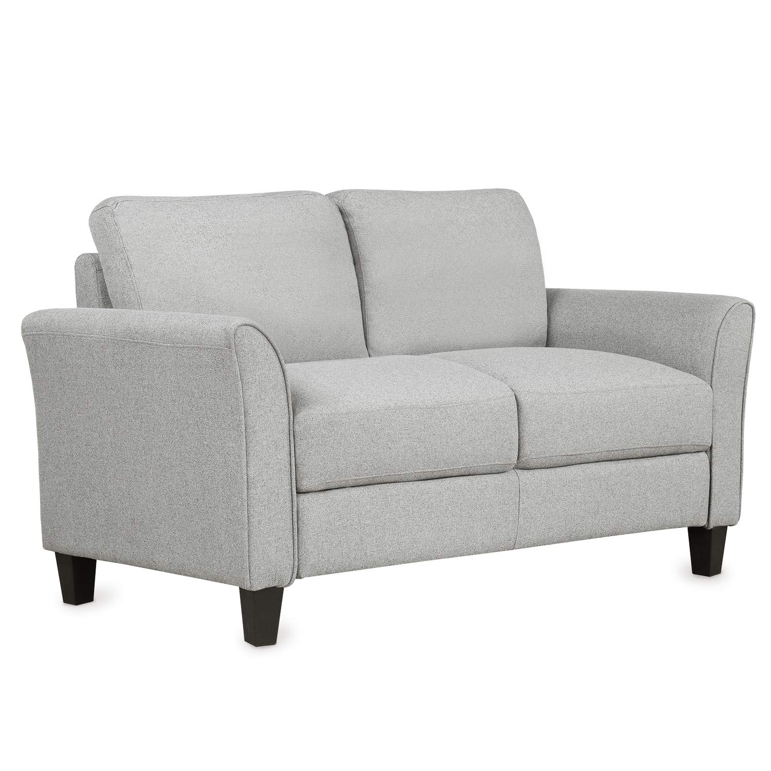 Modern Linen Fabric Upholstered Loveseat Sofa with 4 Legs & 2 Pillows - Compact Couches for Small Space Apartments, Living Room & Home Decor | Perfect for Cozy Movie Nights & Guest Seating