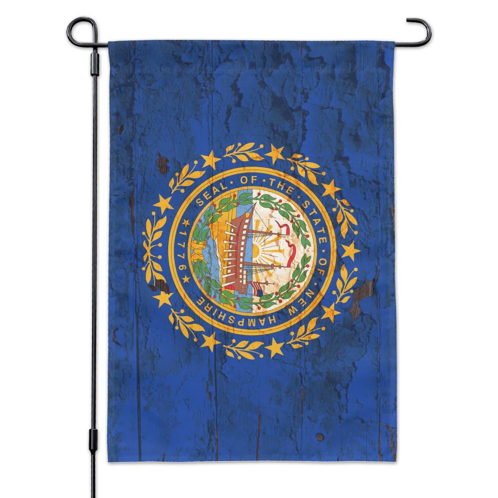 Vintage Distressed New Hampshire State Flag - Rustic USA Garden & Yard Decoration for Patriotic Home, Porch, and Outdoor Decor