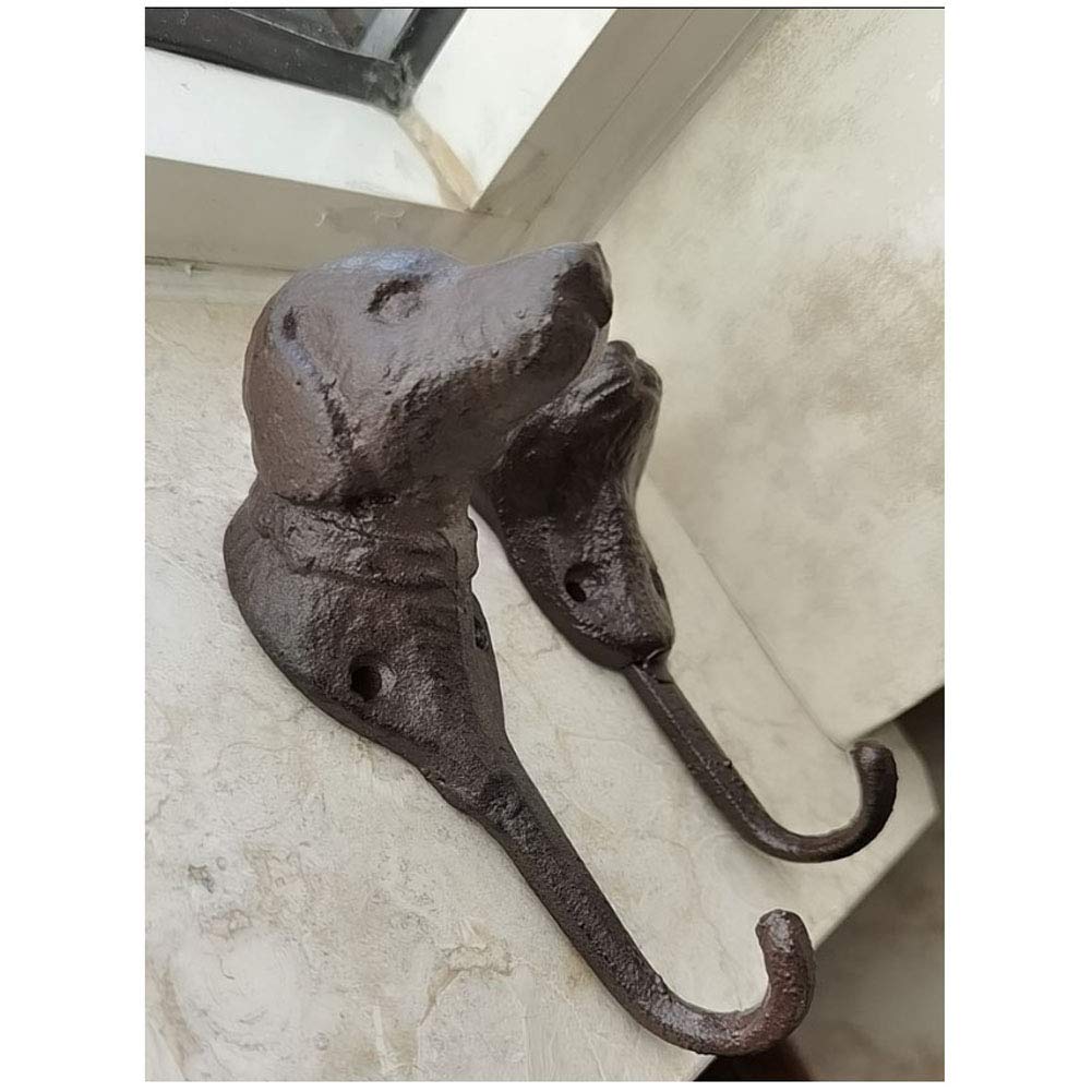 Cast Iron Dog Head Hook for Keys, Bags & Towels - Wall Mounted Entryway Decor (Brown)