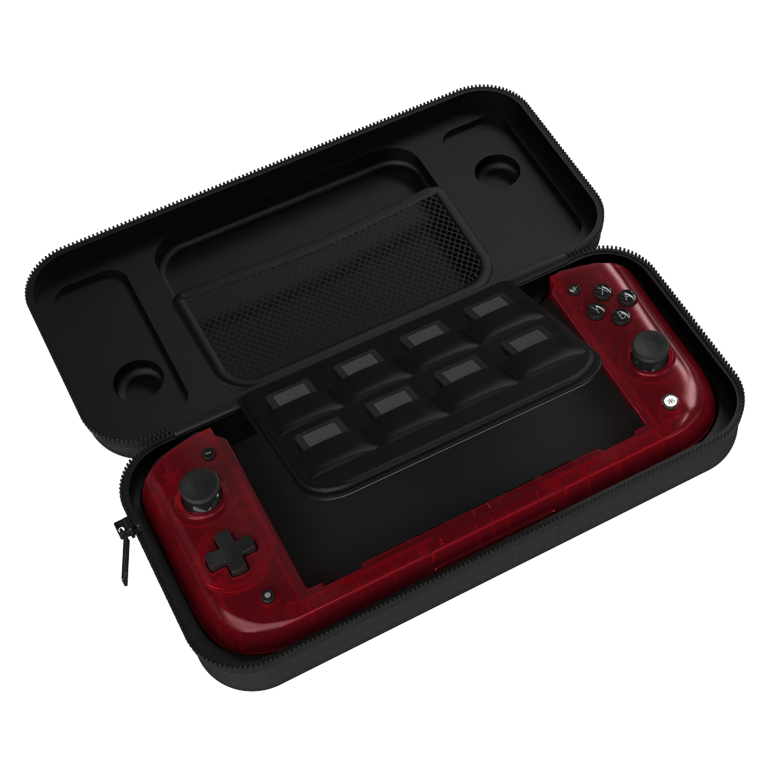 CRKD Nitro Deck Crystal Collection with Carry Case - Professional Handheld Controller with Zero Stick Drift for Nintendo Switch & OLED (Atomic Red) | Perfect for Gaming on the Go, Travel & Competitive Play