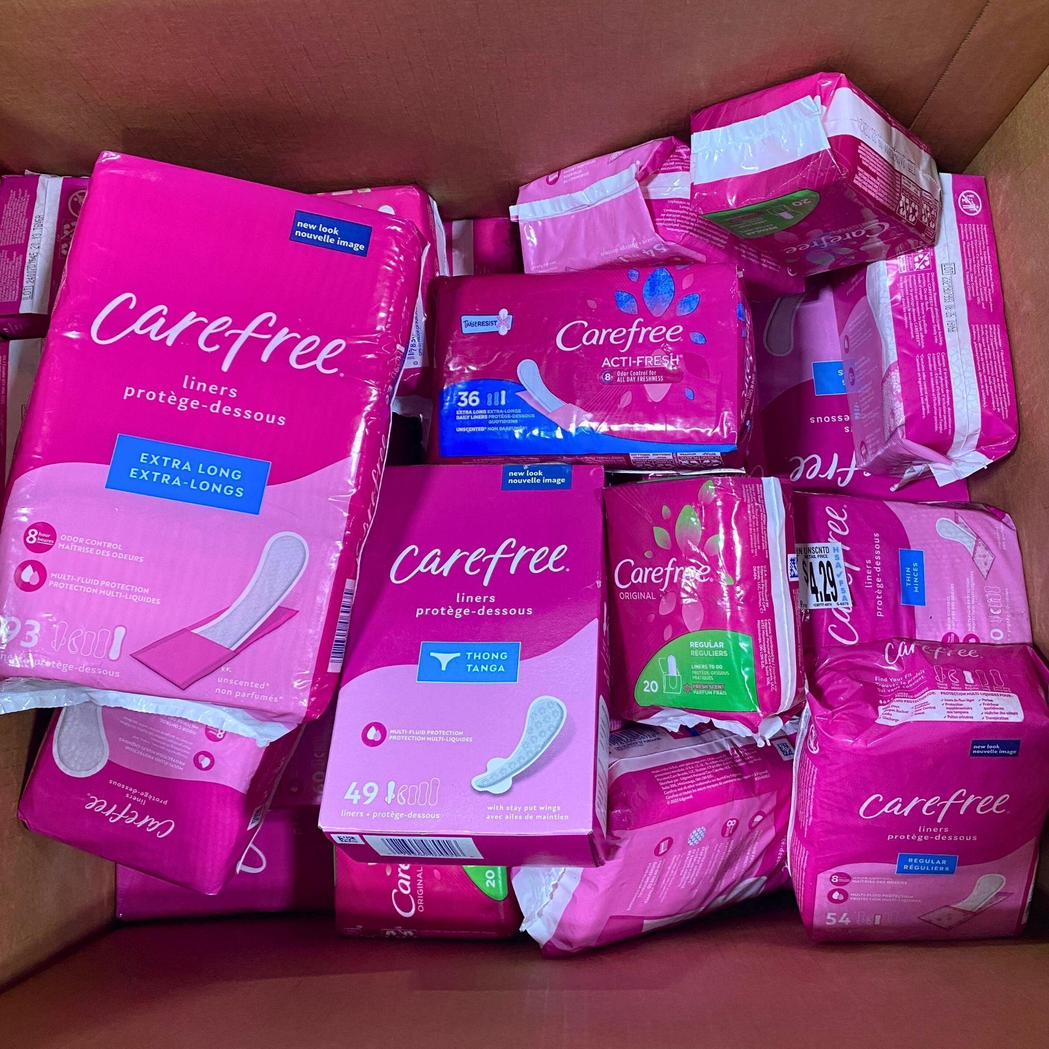 Carefree Mix Assorted Size Panty Liners & Pads - 35 Count Pack for Daily Protection, Light Flow & Freshness - Perfect for Work, Travel & Active Lifestyle