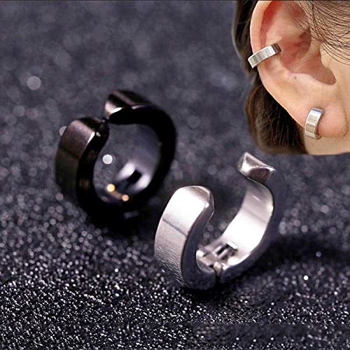 Stainless Steel Stud Earrings for Men & Women - Non-Pierced Clip-On Cross Dangle Hoop Earrings | Unisex Fashion Jewelry for Parties, Weddings & Everyday Wear