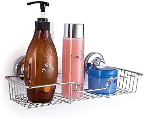 Rustproof Stainless Steel Shower Caddy Organizer - 2 Pack No Damage Suction Cup Bathroom Storage for Shampoo, Soap & Accessories | Space-Saving Wire Basket for Kitchen & Bathroom | Perfect for Small Spaces, Dorm Rooms & RV Showers