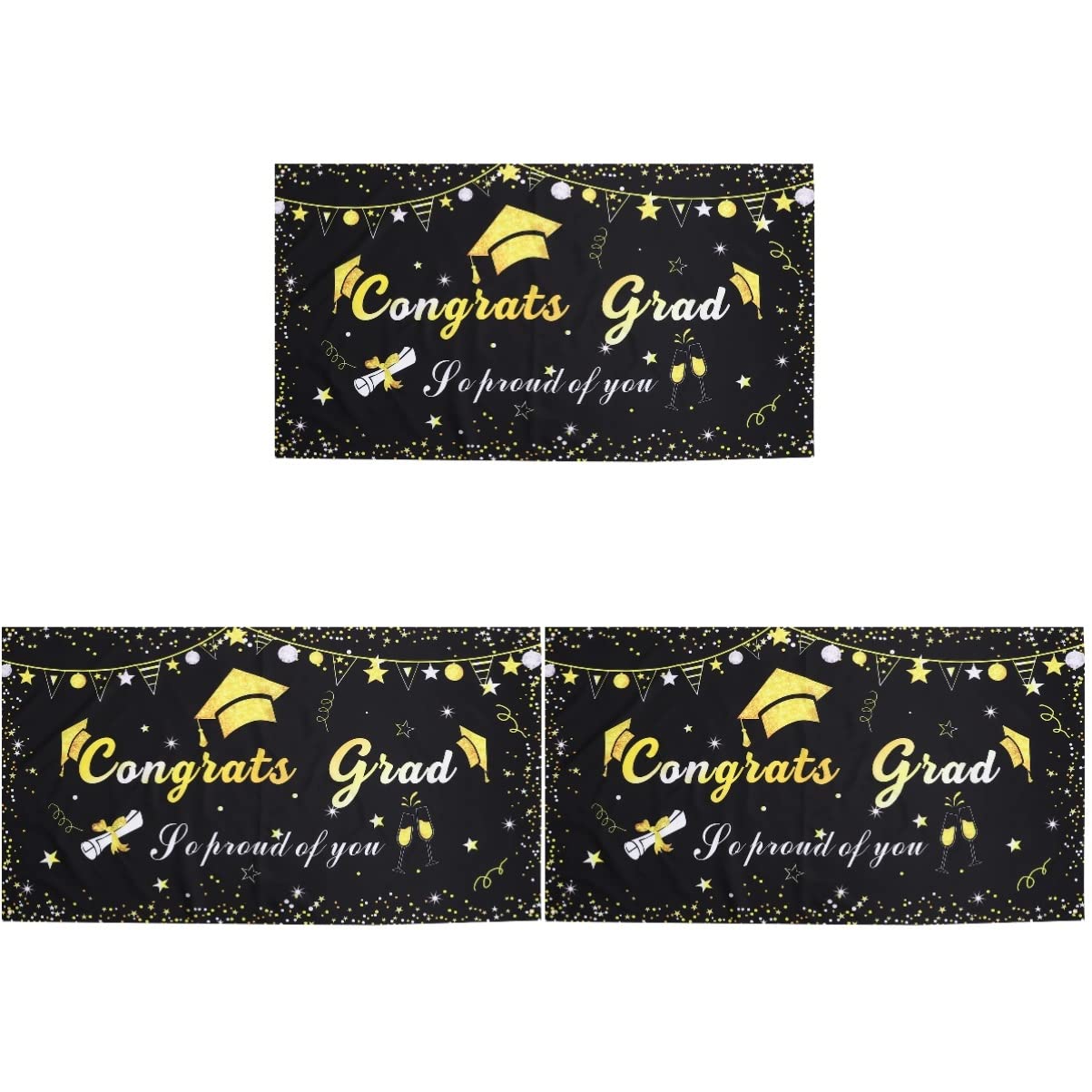 2022 Graduation Backdrop Set of 3 - Party Photo Banner for Grad Celebrations