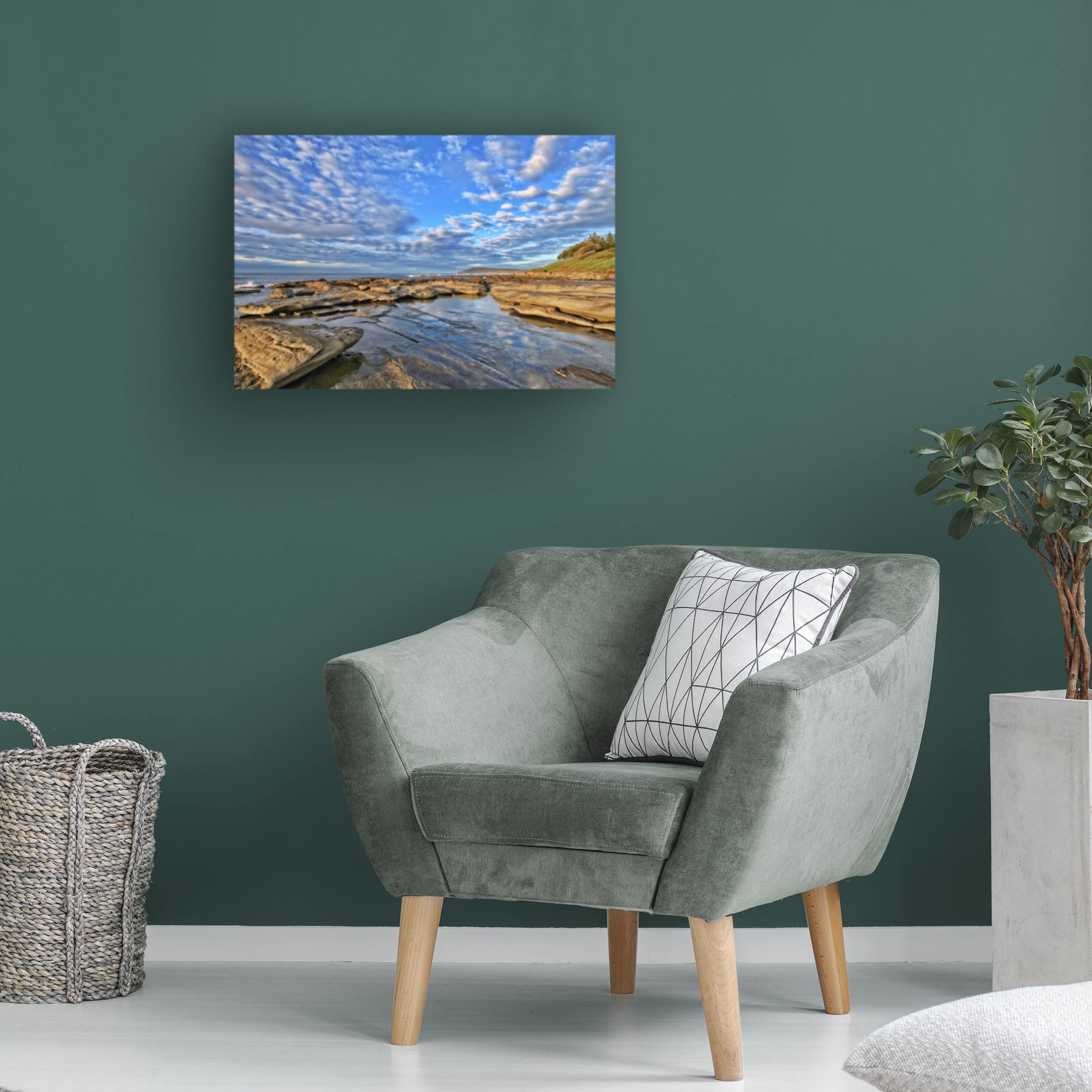 Morning Blues 2 Canvas Wall Art by Beata Czyzowska - Modern Abstract Painting for Living Room, Bedroom & Office Decor - Handmade Stretched Gallery Wrap Ready to Hang