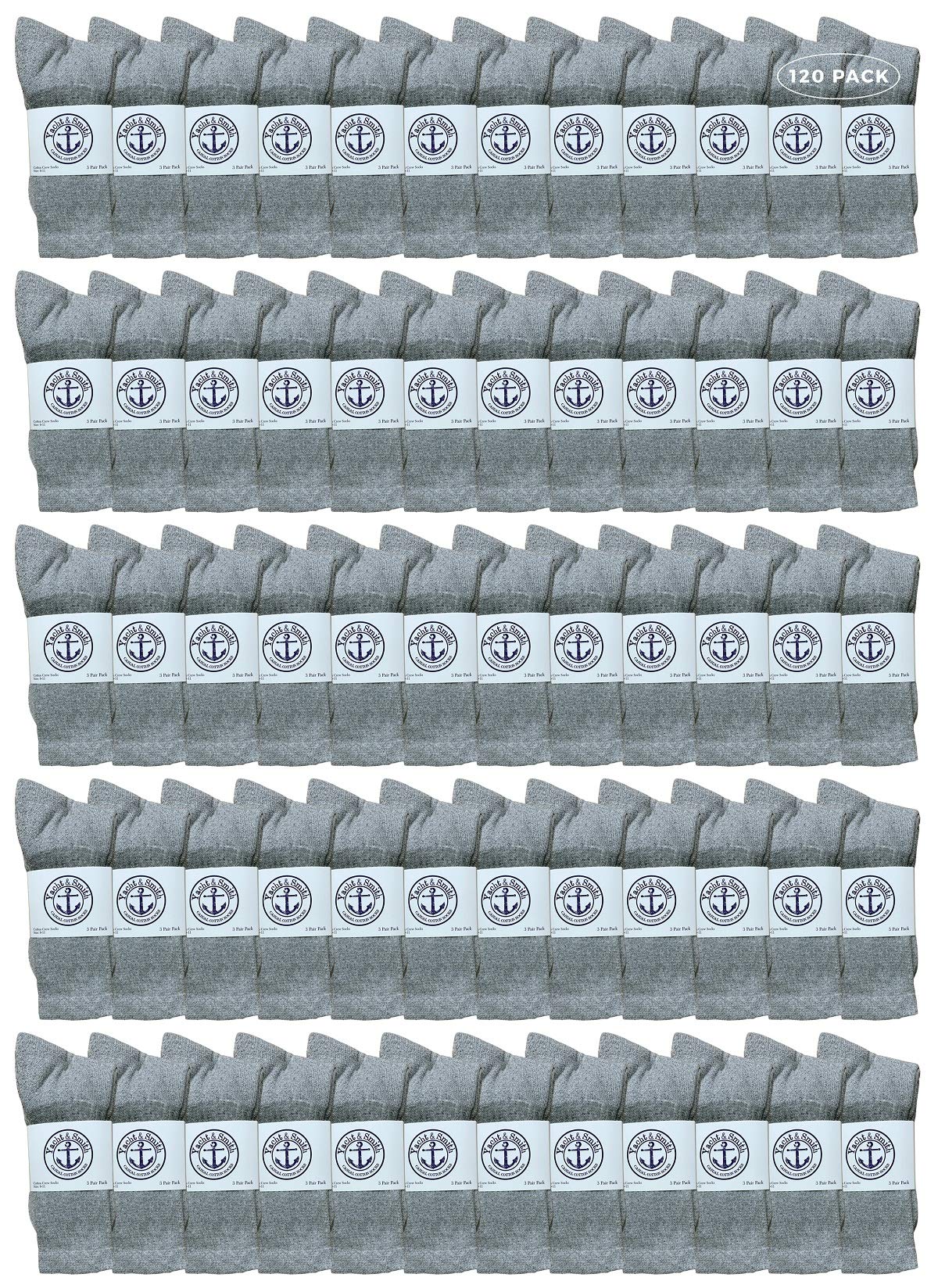 120 Pairs Bulk Women's Cotton Crew Socks - Athletic Sports Socks Size 9-11 for Yacht & Smith Wholesale | Perfect for Running, Gym, Hiking & Everyday Comfort Wear