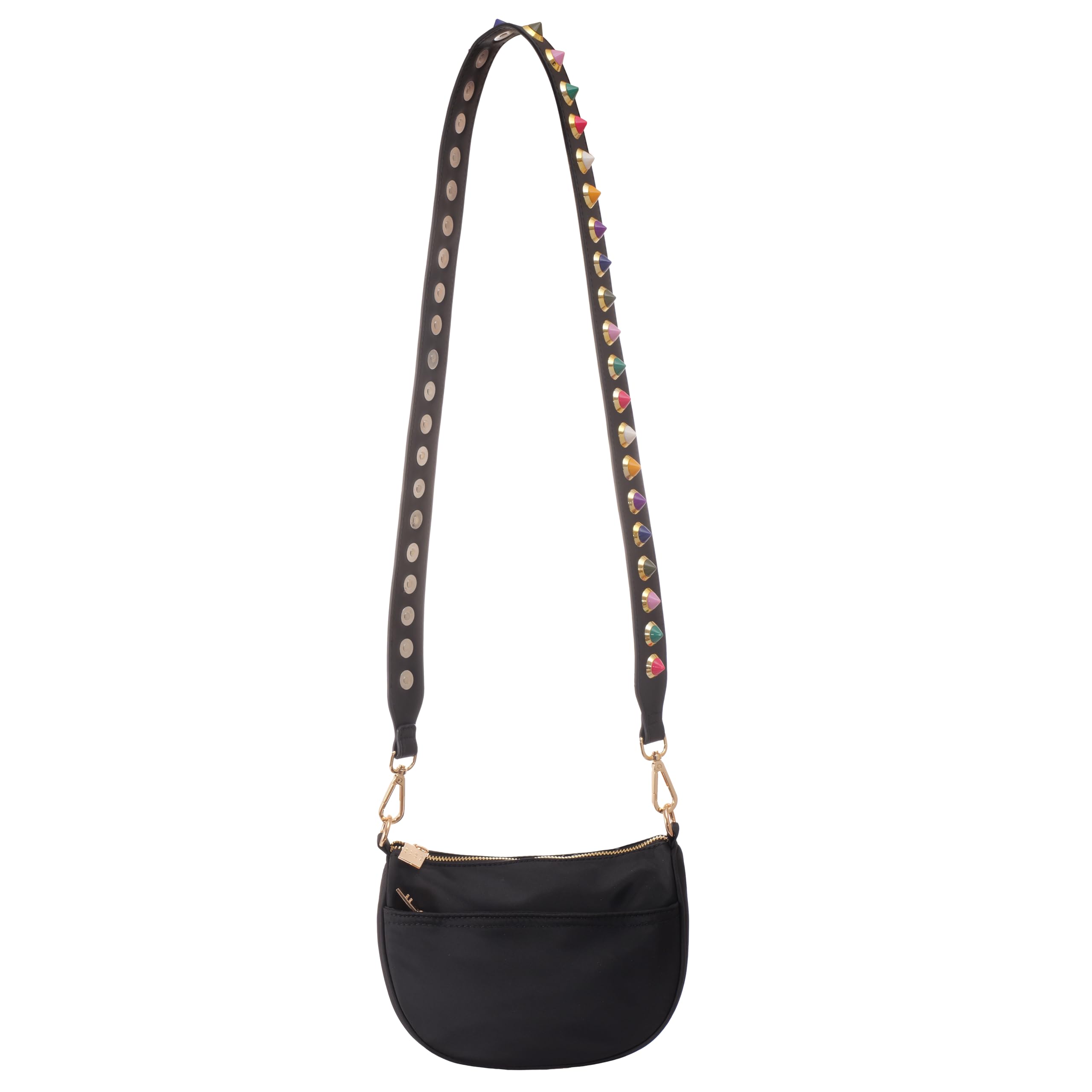 BLOC Studded Shoulder Strap for Crossbody Bags & Purses - Black with Multicolor Studs - Perfect for Everyday Use