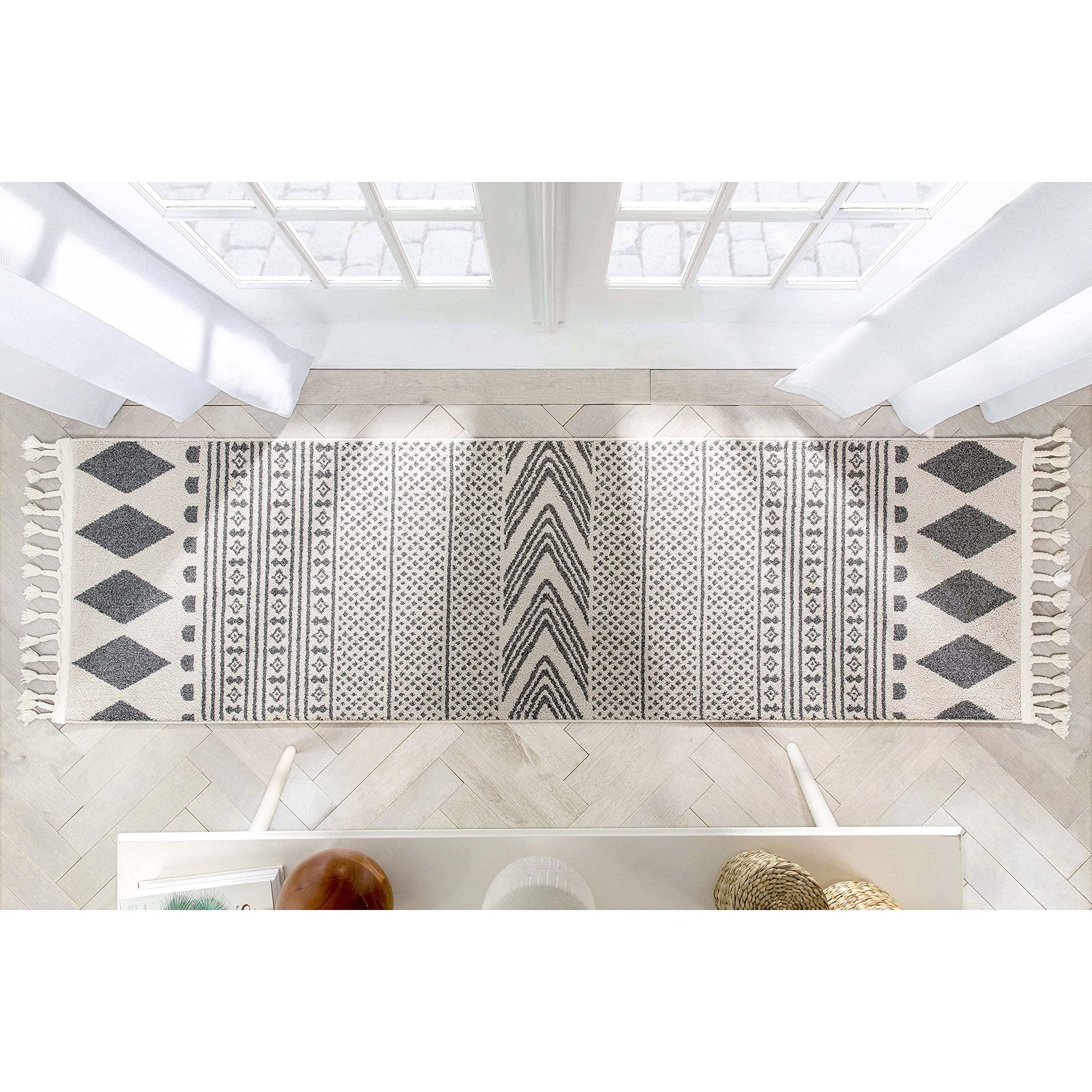 Well Woven Loop-De-Loop Cruce Tribal Moroccan Geometric Grey Kilim-Style 2'3